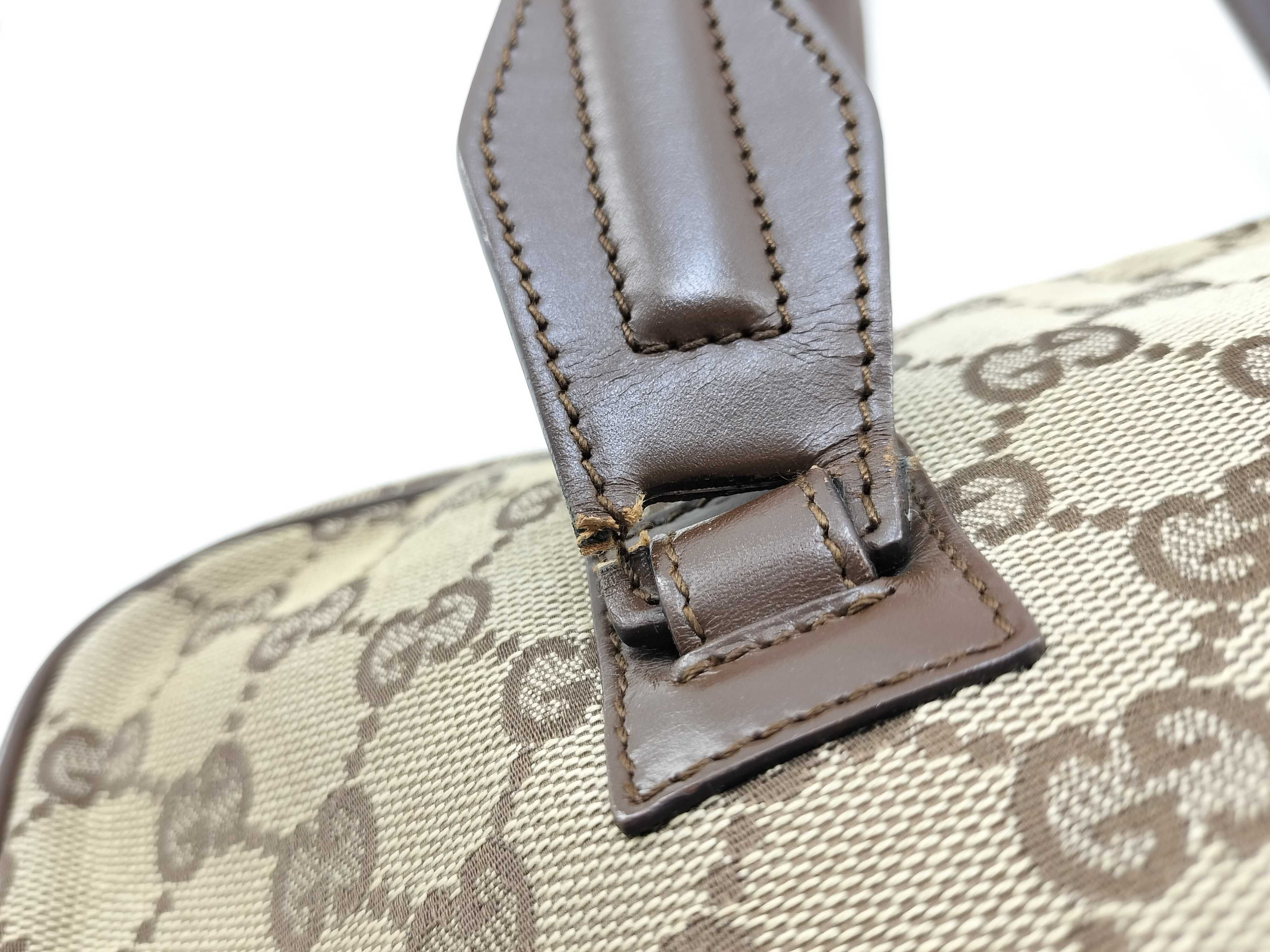 GG Canvas Leather Tote Bag, Beige x Brown Shoulder Bag — view 9