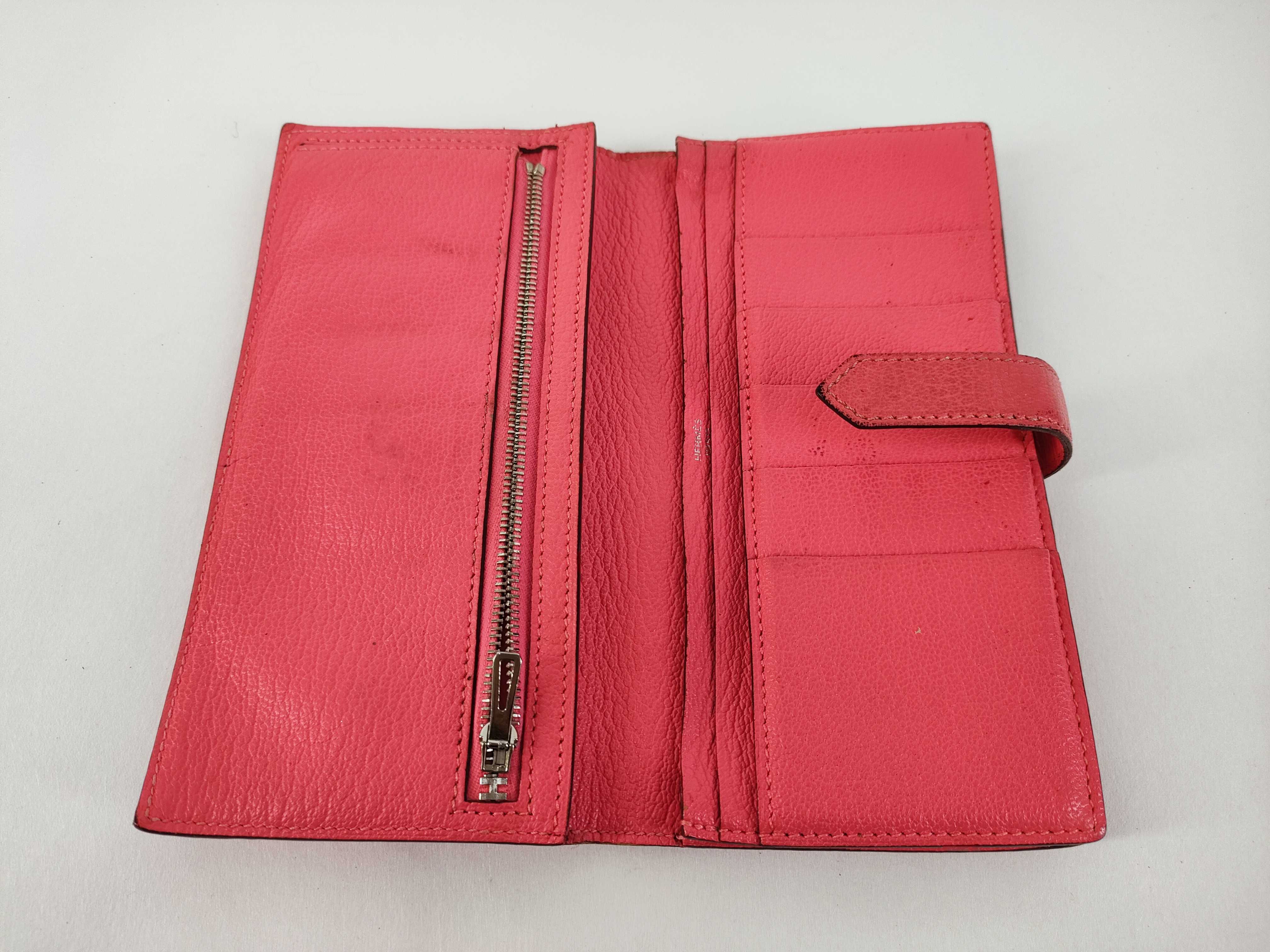 Bearn Soufflé Chevre Mysore Long Wallet, Pink, Silver Hardware, A Stamp — view 9