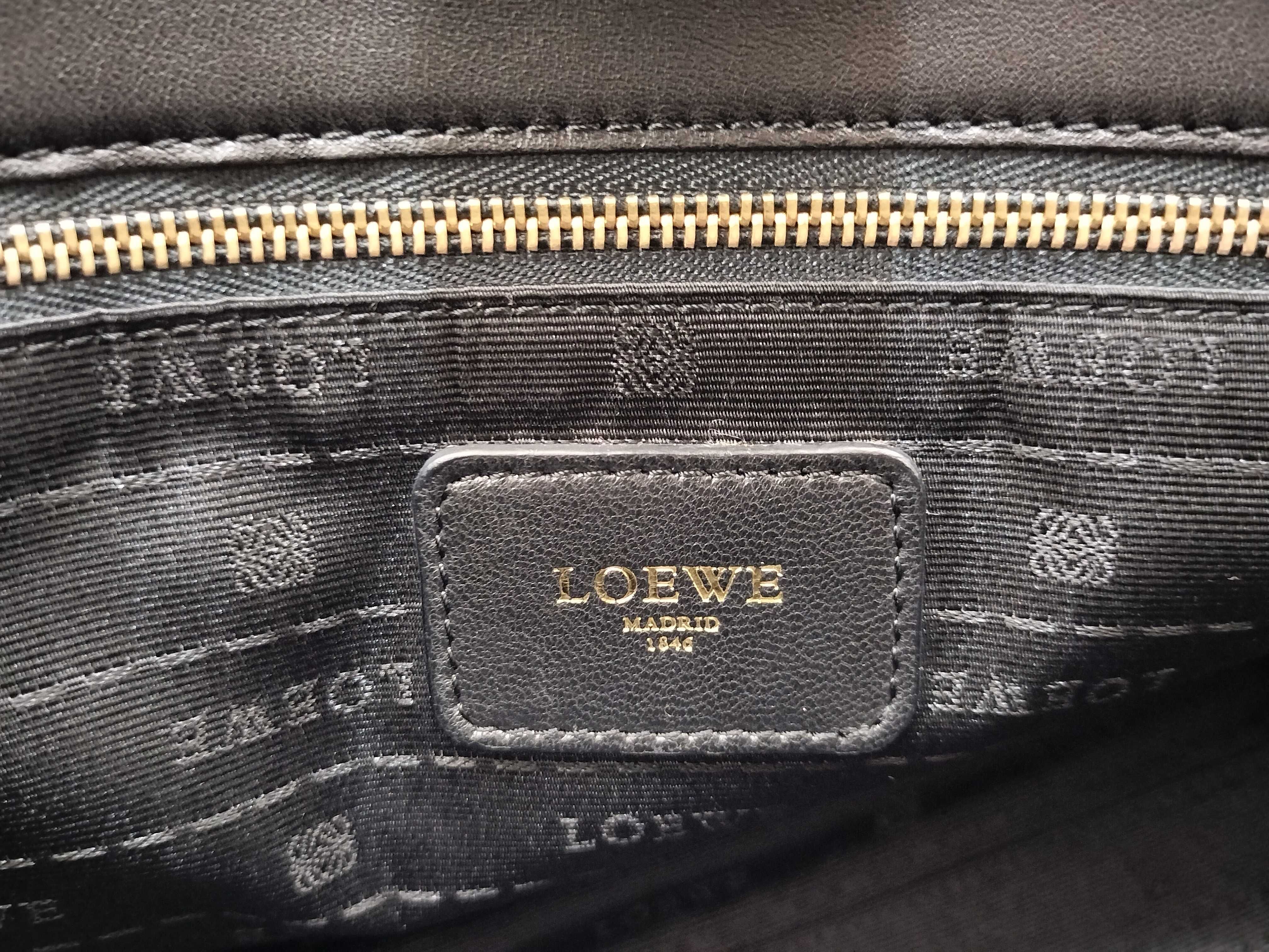 Anagram Maiato Tote Bag Black Leather Gold Logo Hardware Tote Bag — view 12