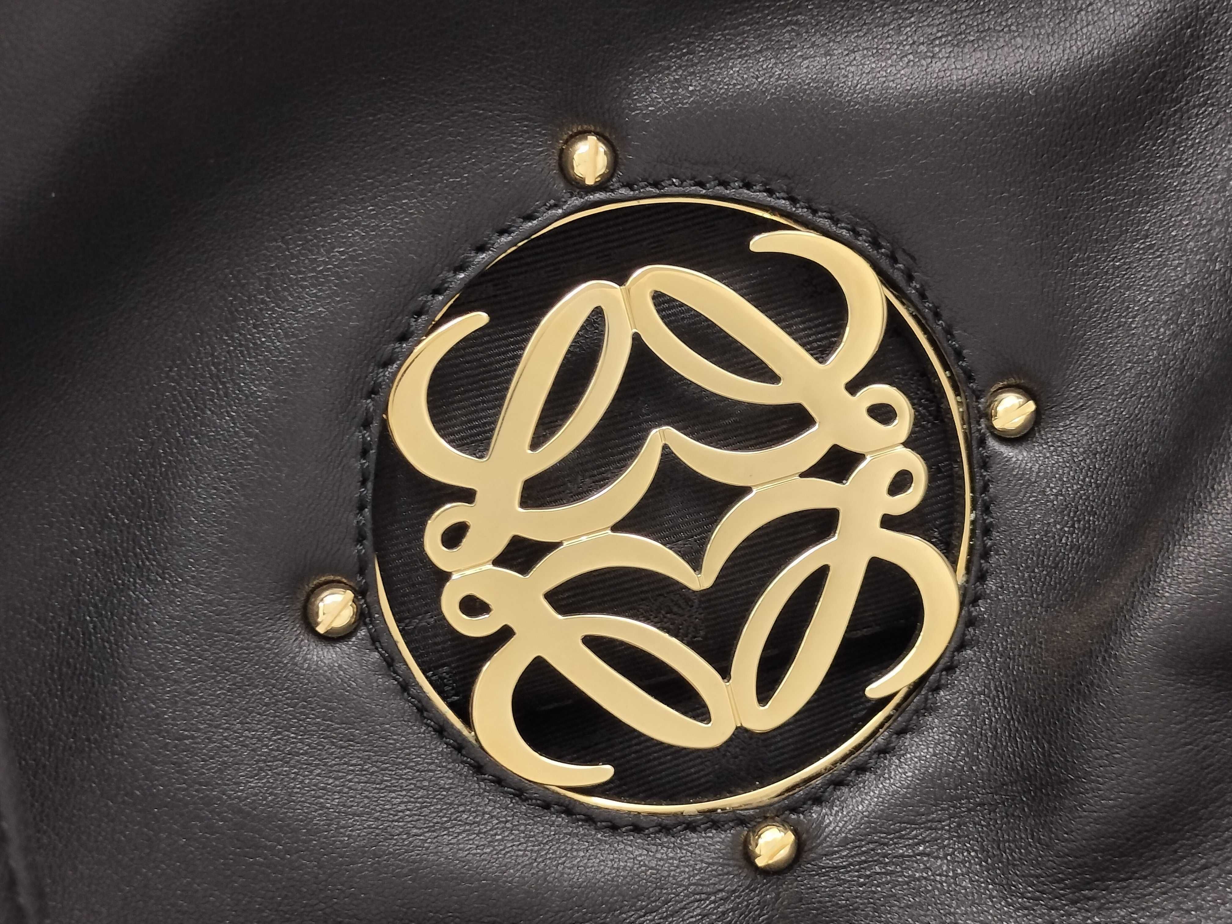 Anagram Maiato Tote Bag Black Leather Gold Logo Hardware Tote Bag — view 15