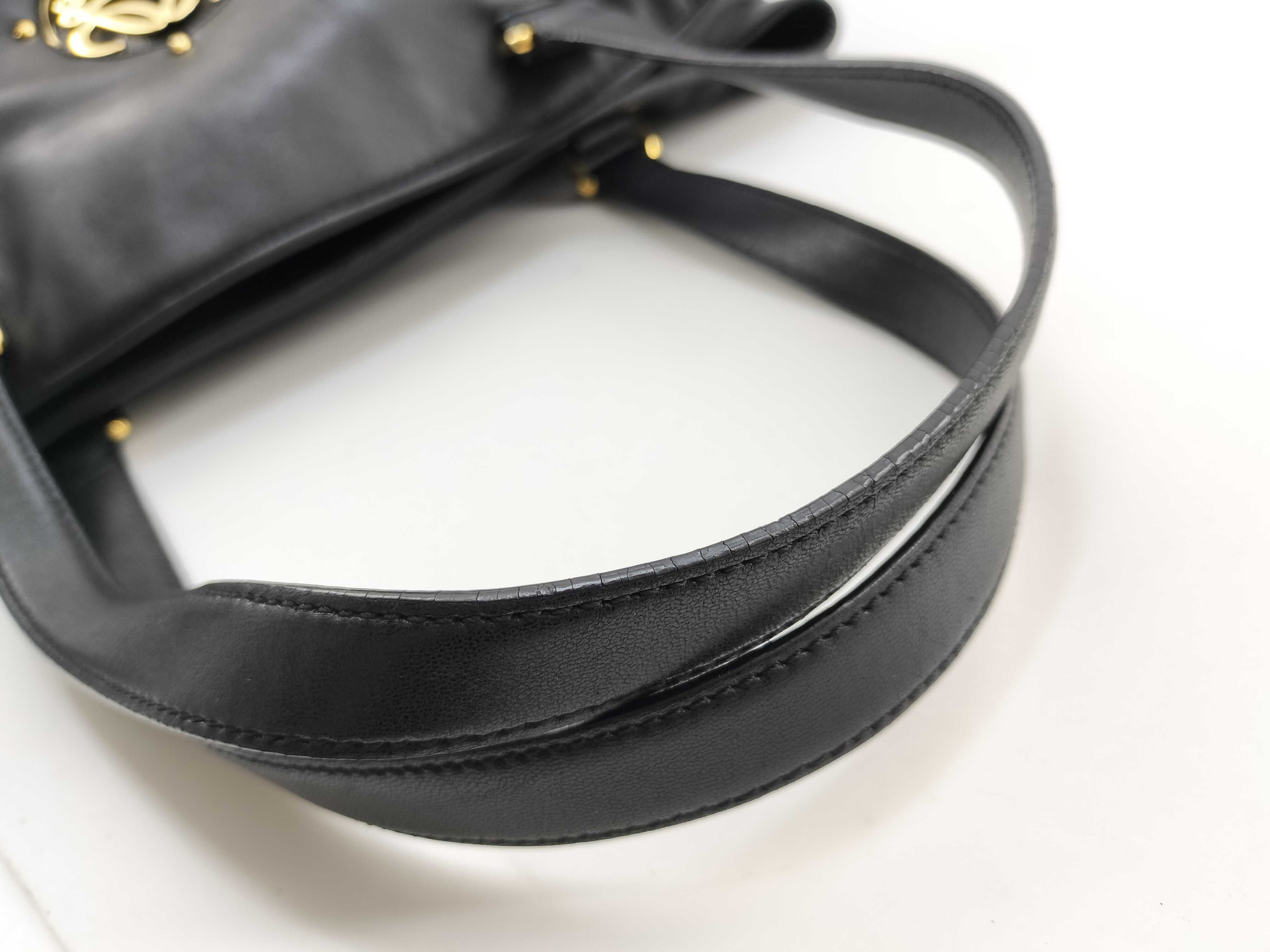 Anagram Maiato Tote Bag Black Leather Gold Logo Hardware Tote Bag — view 7