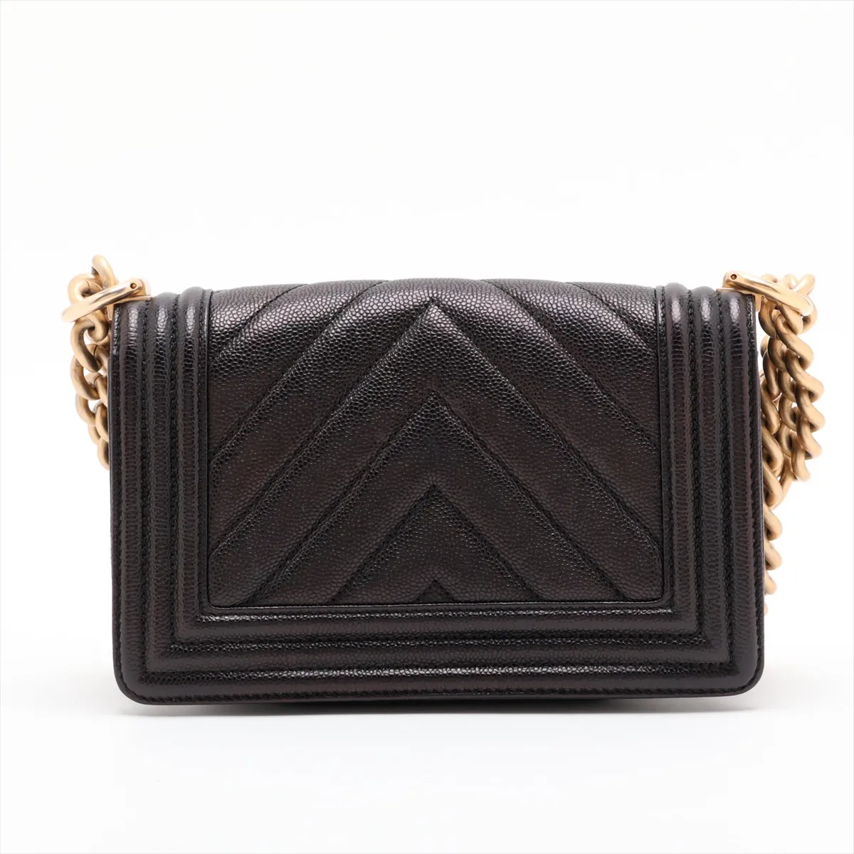 Boy Chanel 20 Small Caviar Skin Chain Shoulder Bag, Black with Gold Hardware, 24888498, Serial Number 24, A67085 — view 2