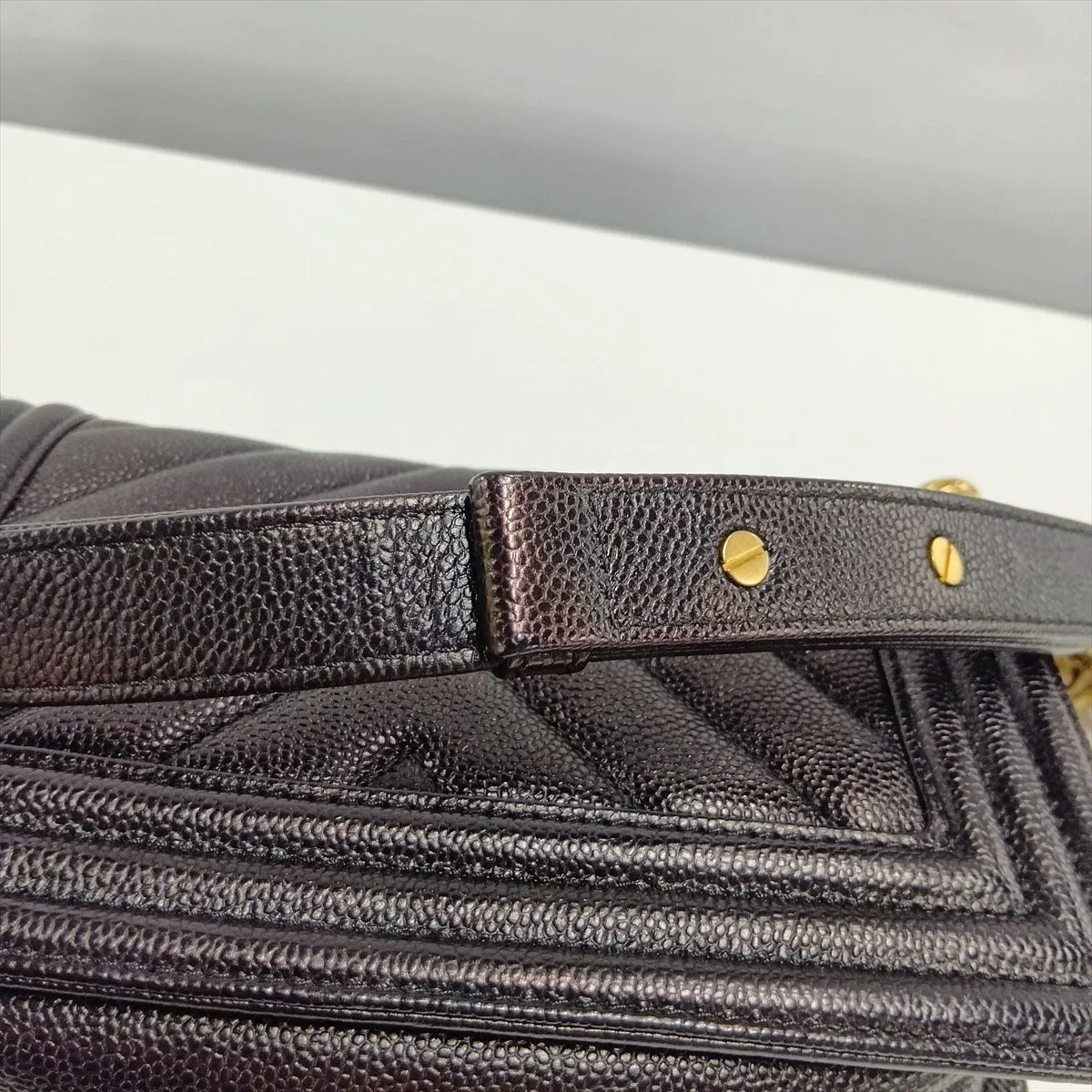 Boy Chanel 20 Small Caviar Skin Chain Shoulder Bag, Black with Gold Hardware, 24888498, Serial Number 24, A67085 — view 13