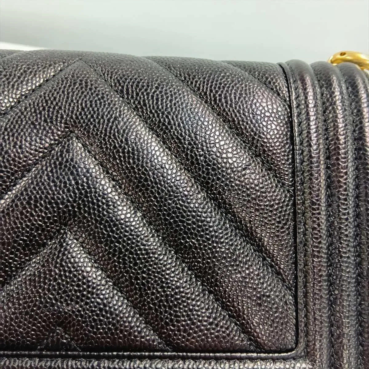 Boy Chanel 20 Small Caviar Skin Chain Shoulder Bag, Black with Gold Hardware, 24888498, Serial Number 24, A67085 — view 14