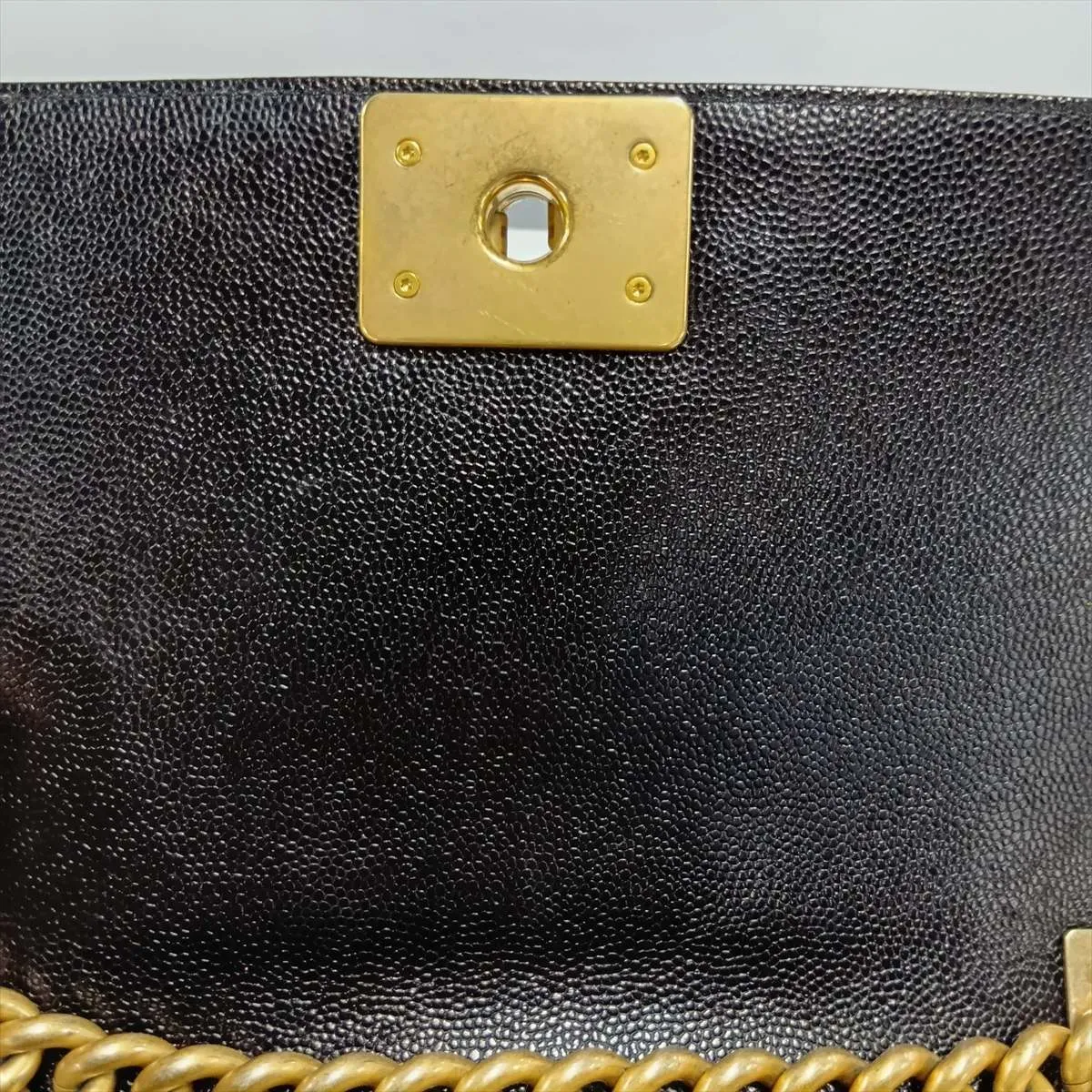 Boy Chanel 20 Small Caviar Skin Chain Shoulder Bag, Black with Gold Hardware, 24888498, Serial Number 24, A67085 — view 15