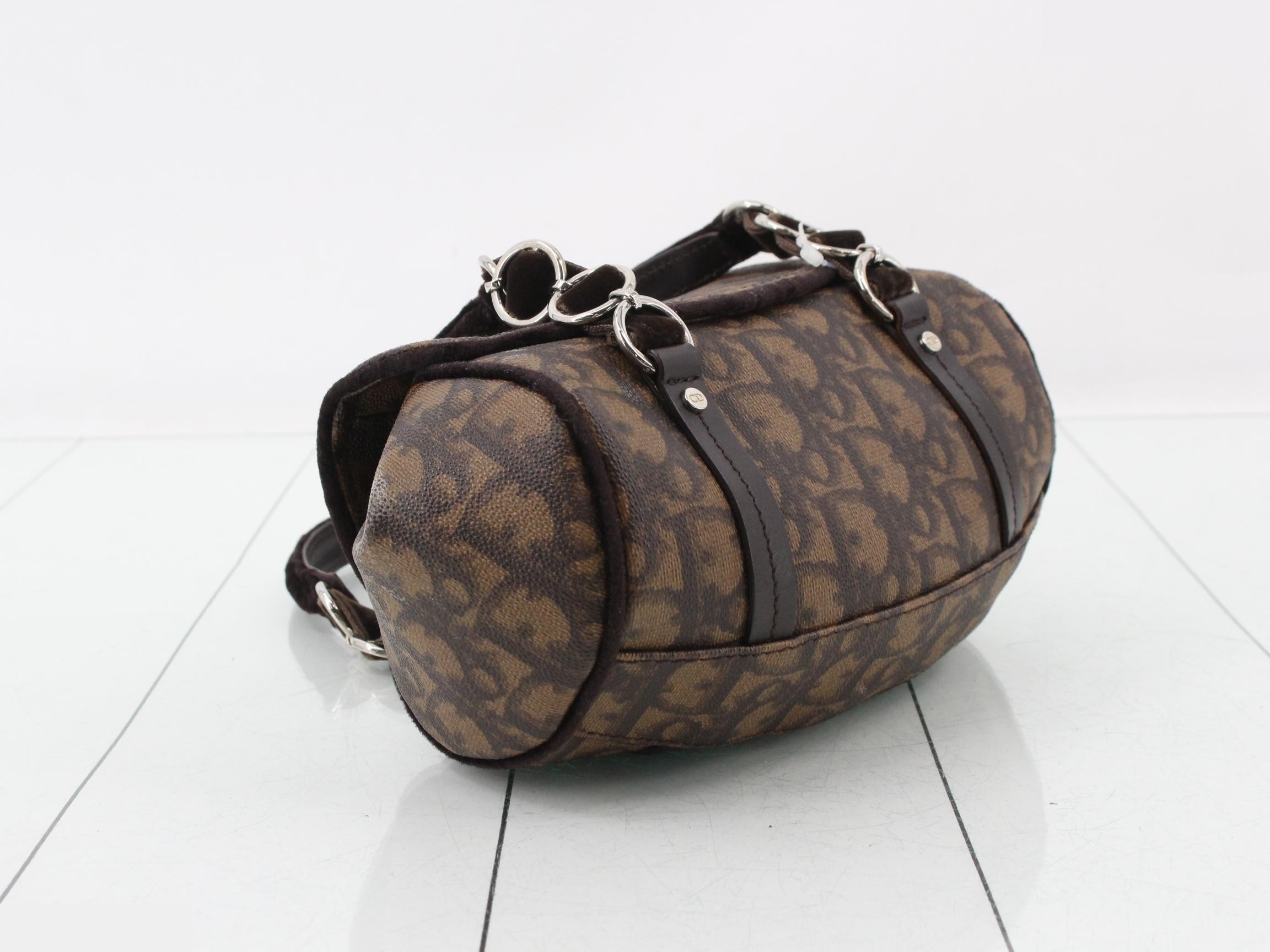 Trotter Romantic Chain Mini Bag, PVC/Velour, Dark Brown — view 5