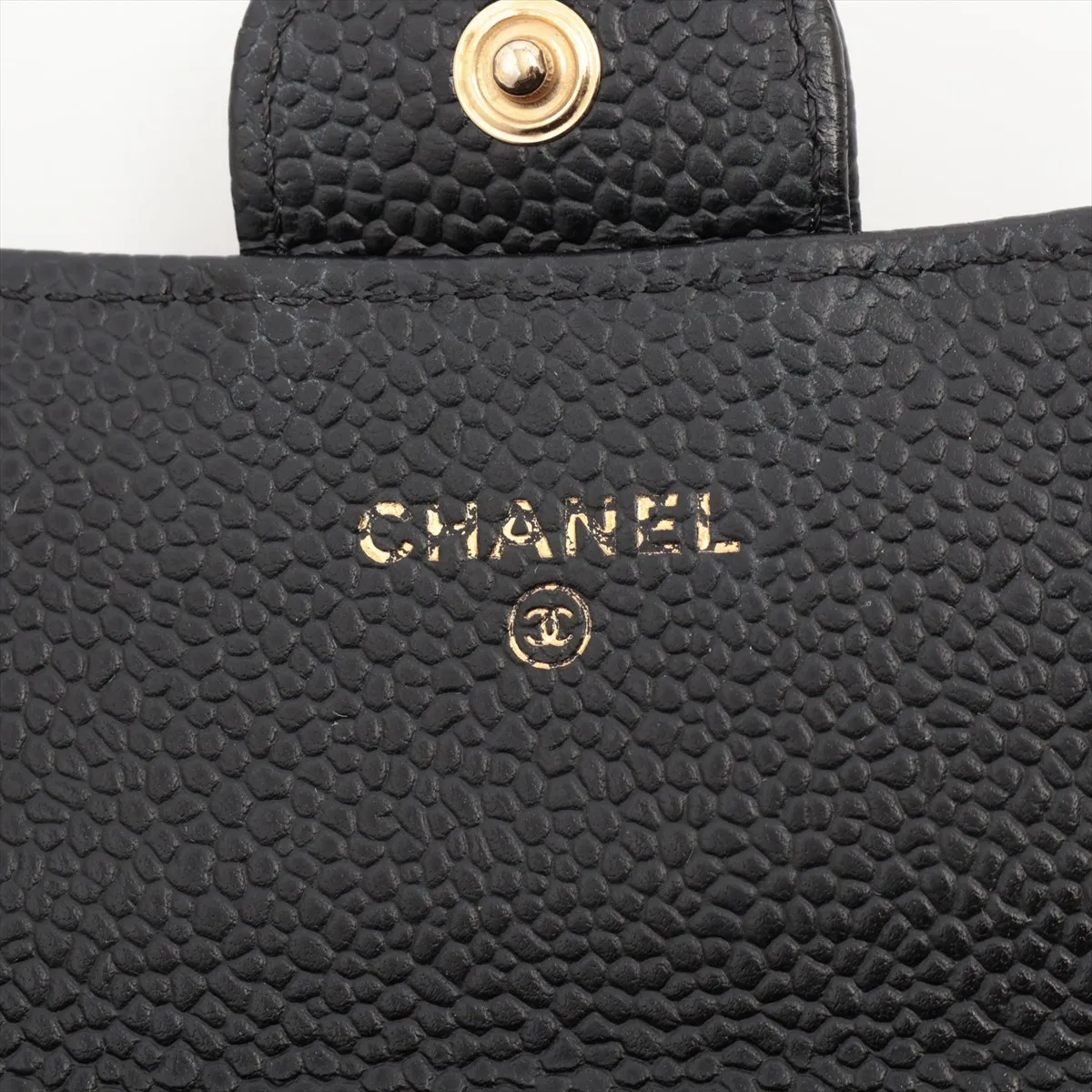 Matelassé Caviar Leather Long Wallet, Black with Gold Hardware, 25185071 — view 10