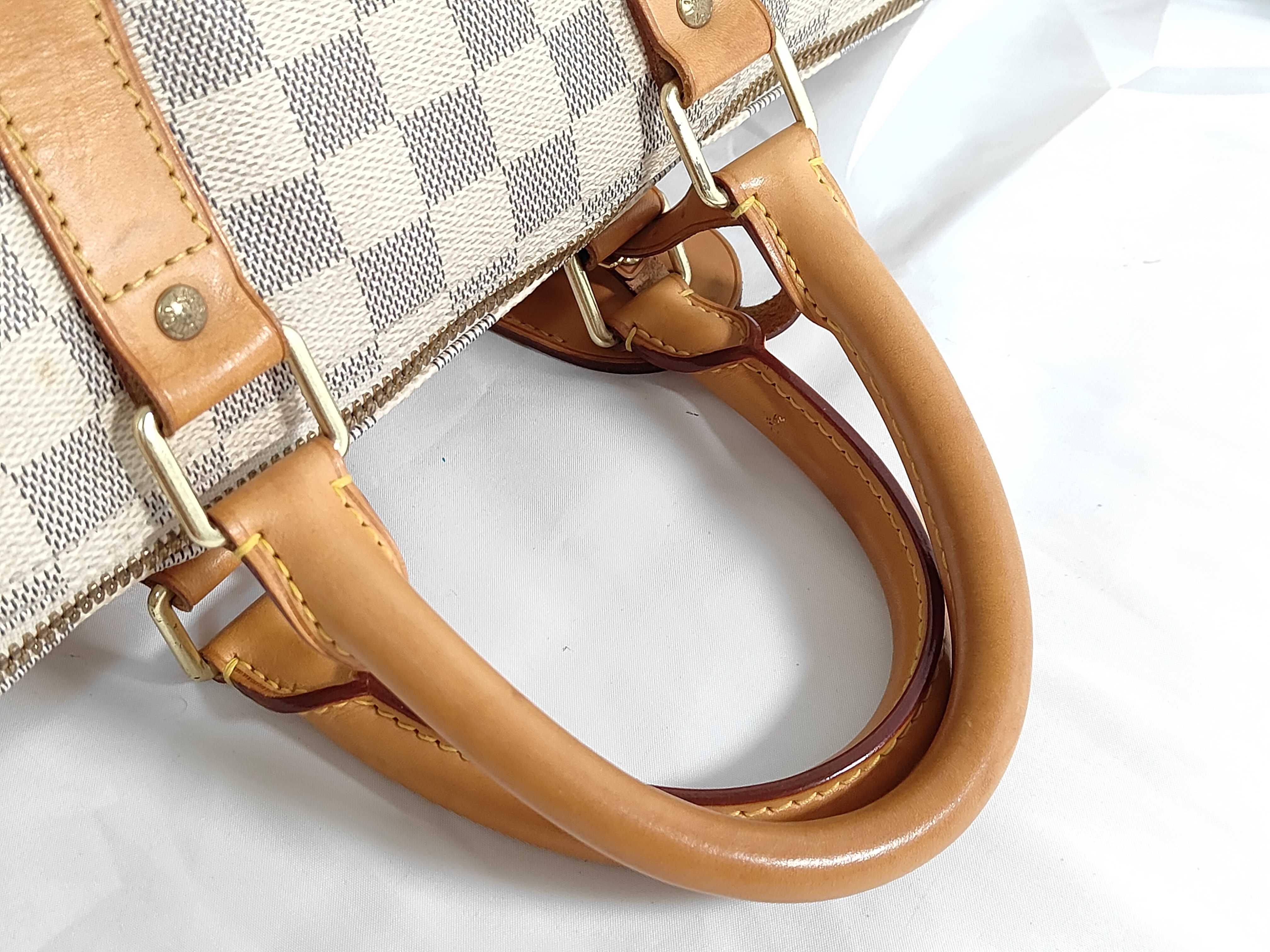 Damier Azur ID- Keepall 45 Canvas White Handbag GHW DU3103 Boston Bag — view 3