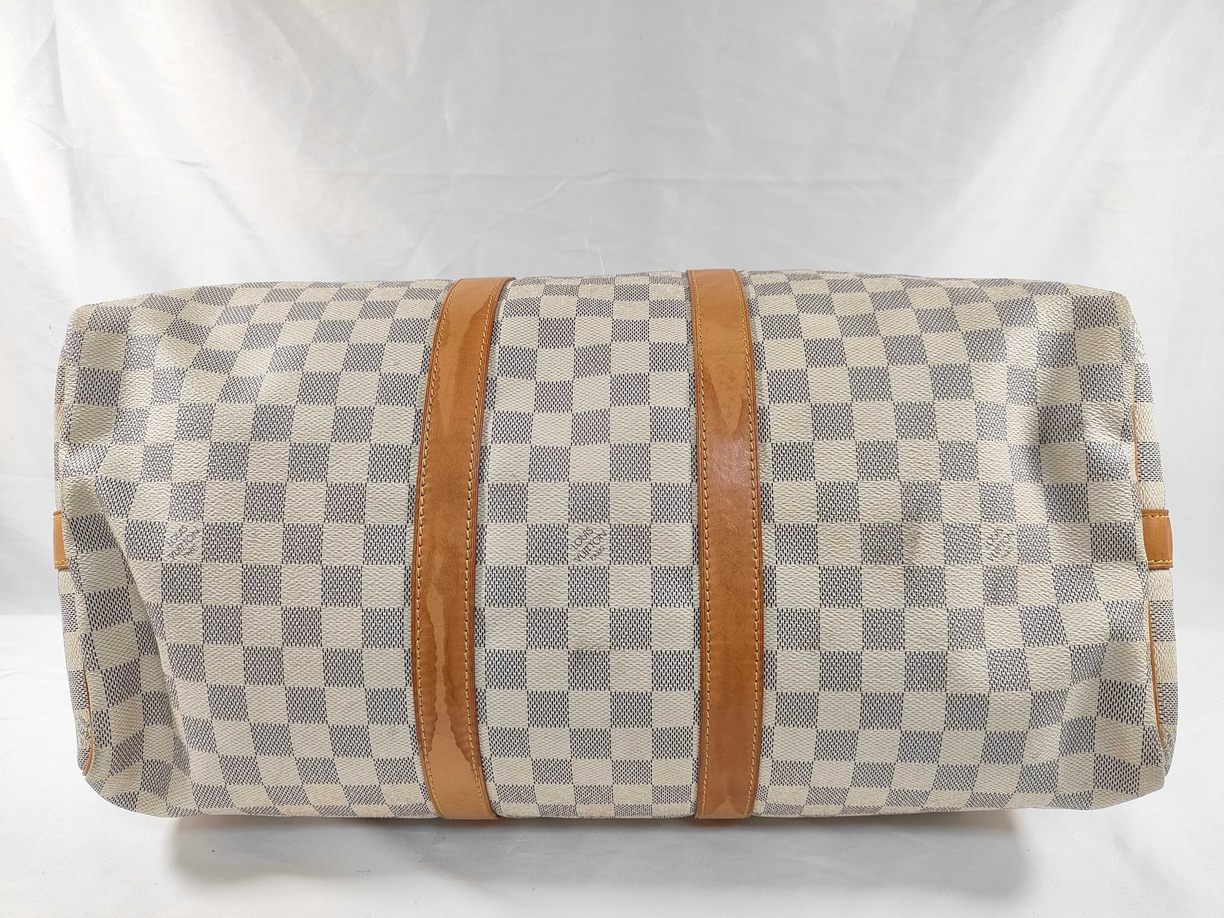 Damier Azur ID- Keepall 45 Canvas White Handbag GHW DU3103 Boston Bag — view 7
