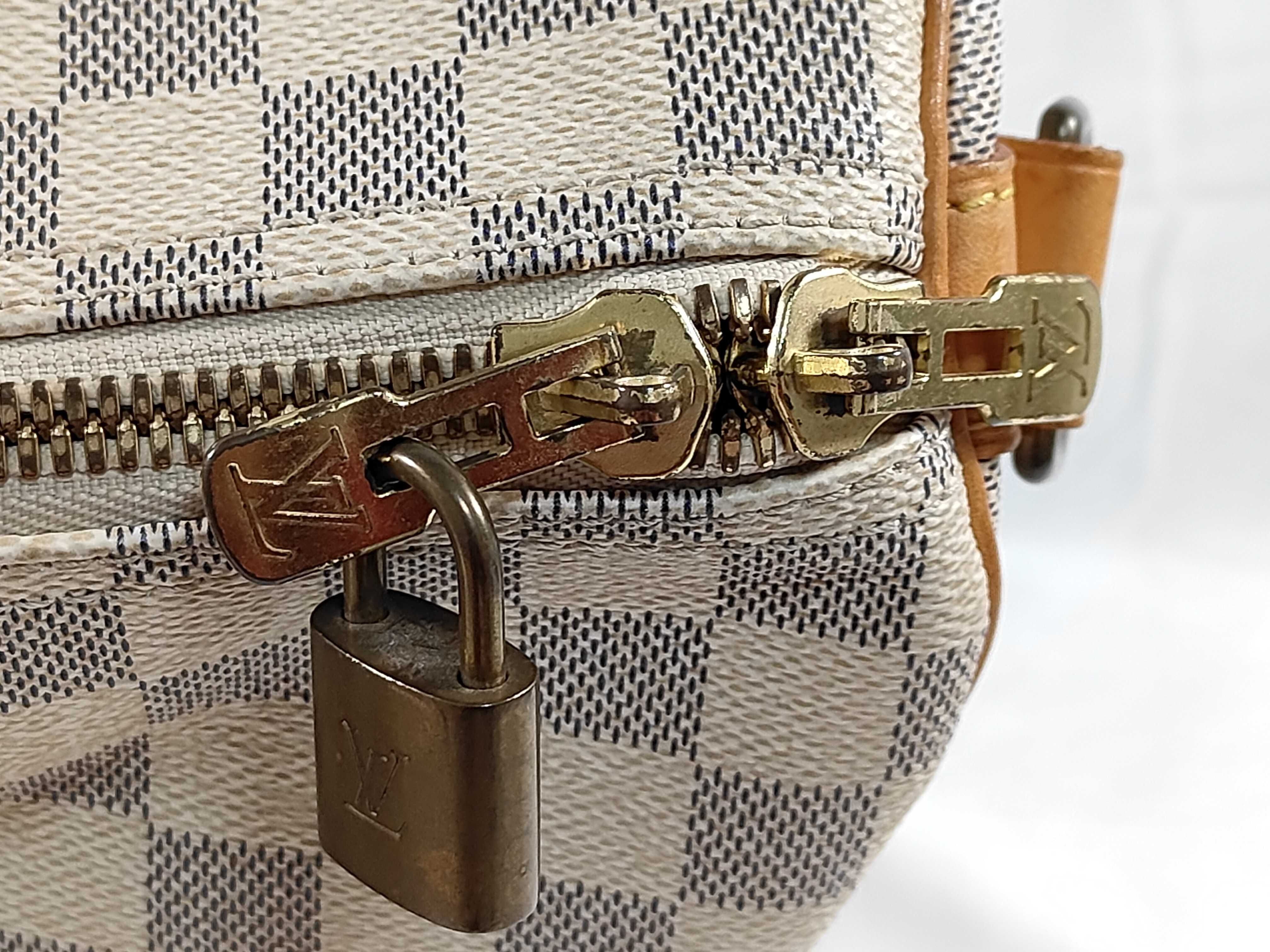 Damier Azur ID- Keepall 45 Canvas White Handbag GHW DU3103 Boston Bag — view 8