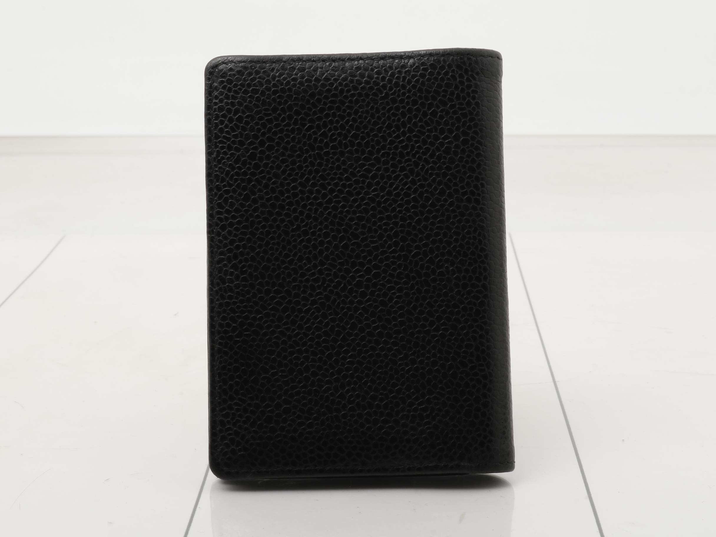 Caviar leather business card holder, black — view 2