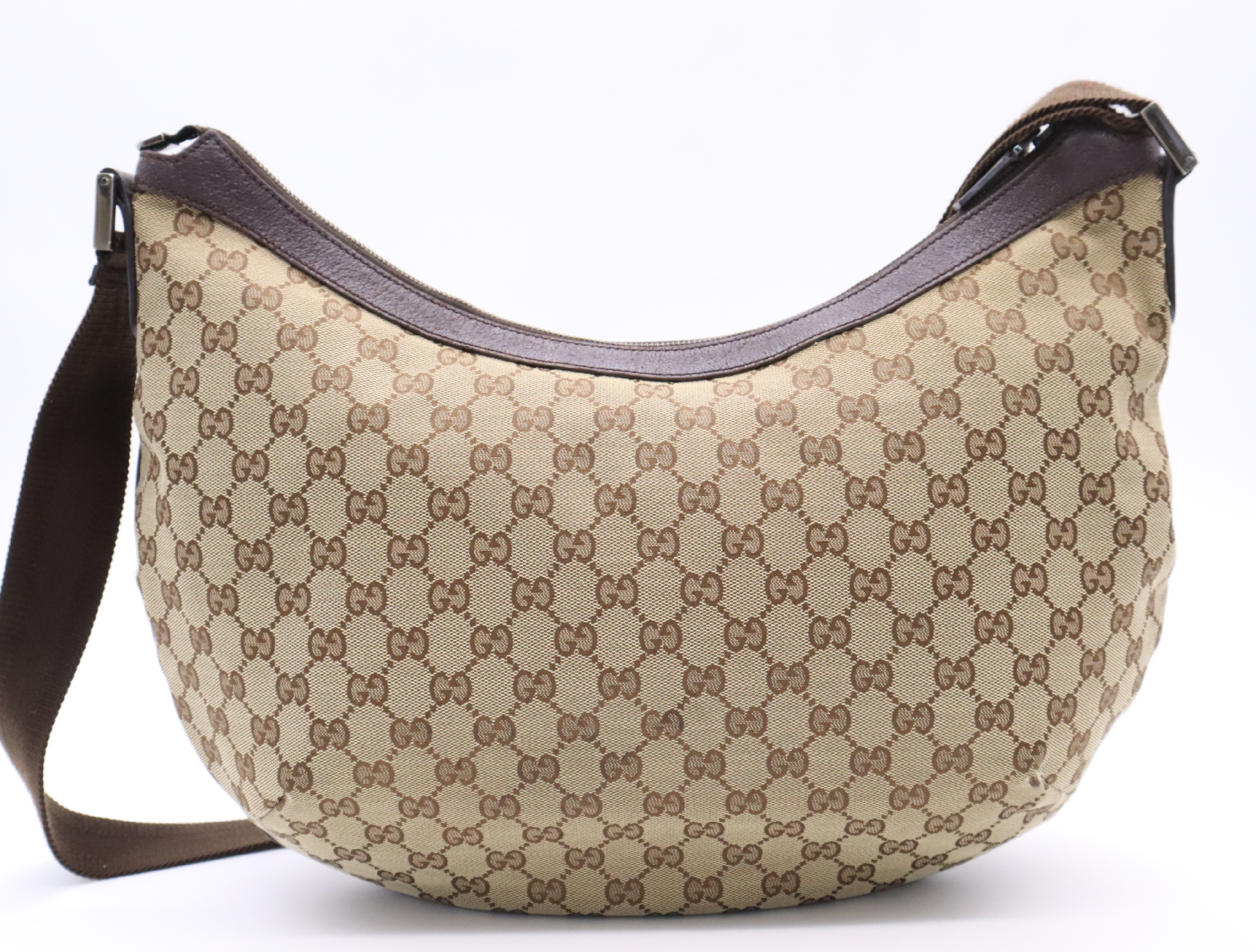 189752 Canvas x Leather GG Canvas Tote Bag Brown Silver Hardware Tote Bag — view 2