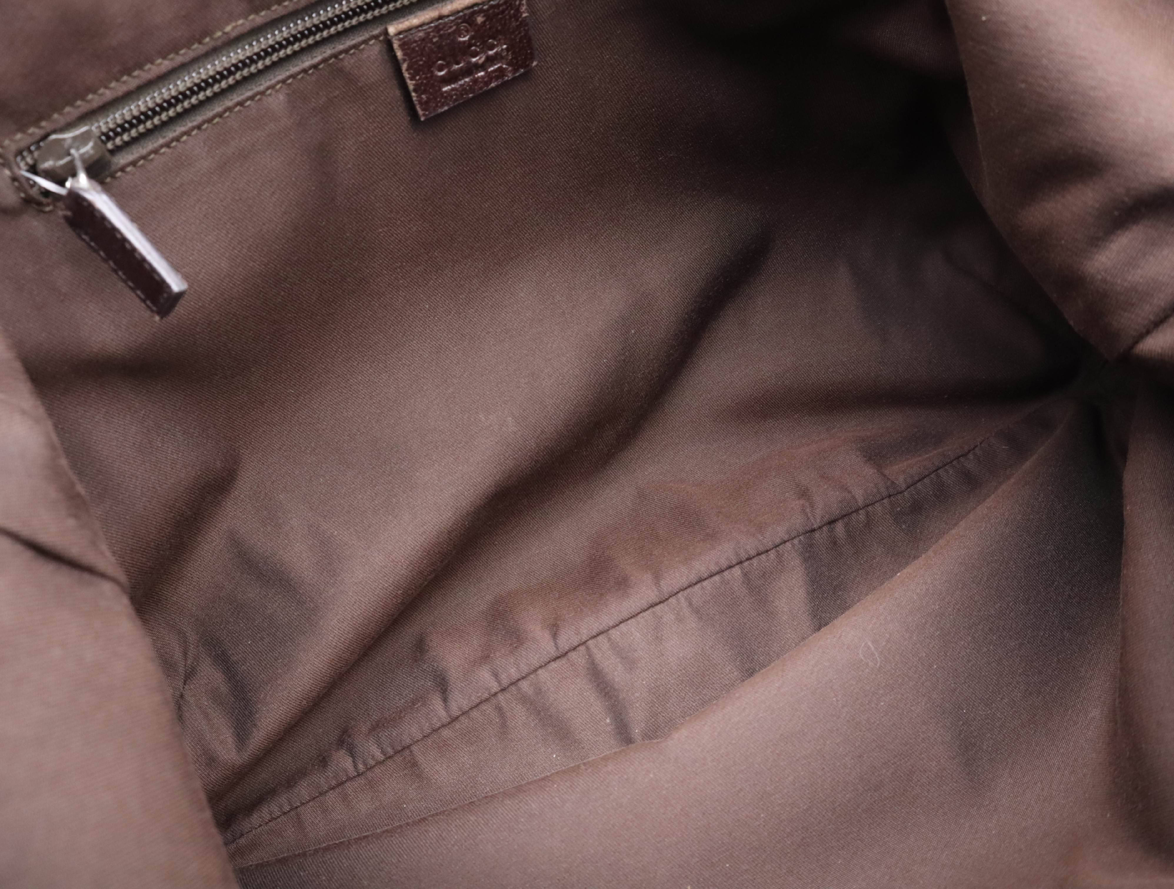 189752 Canvas x Leather GG Canvas Tote Bag Brown Silver Hardware Tote Bag — view 12