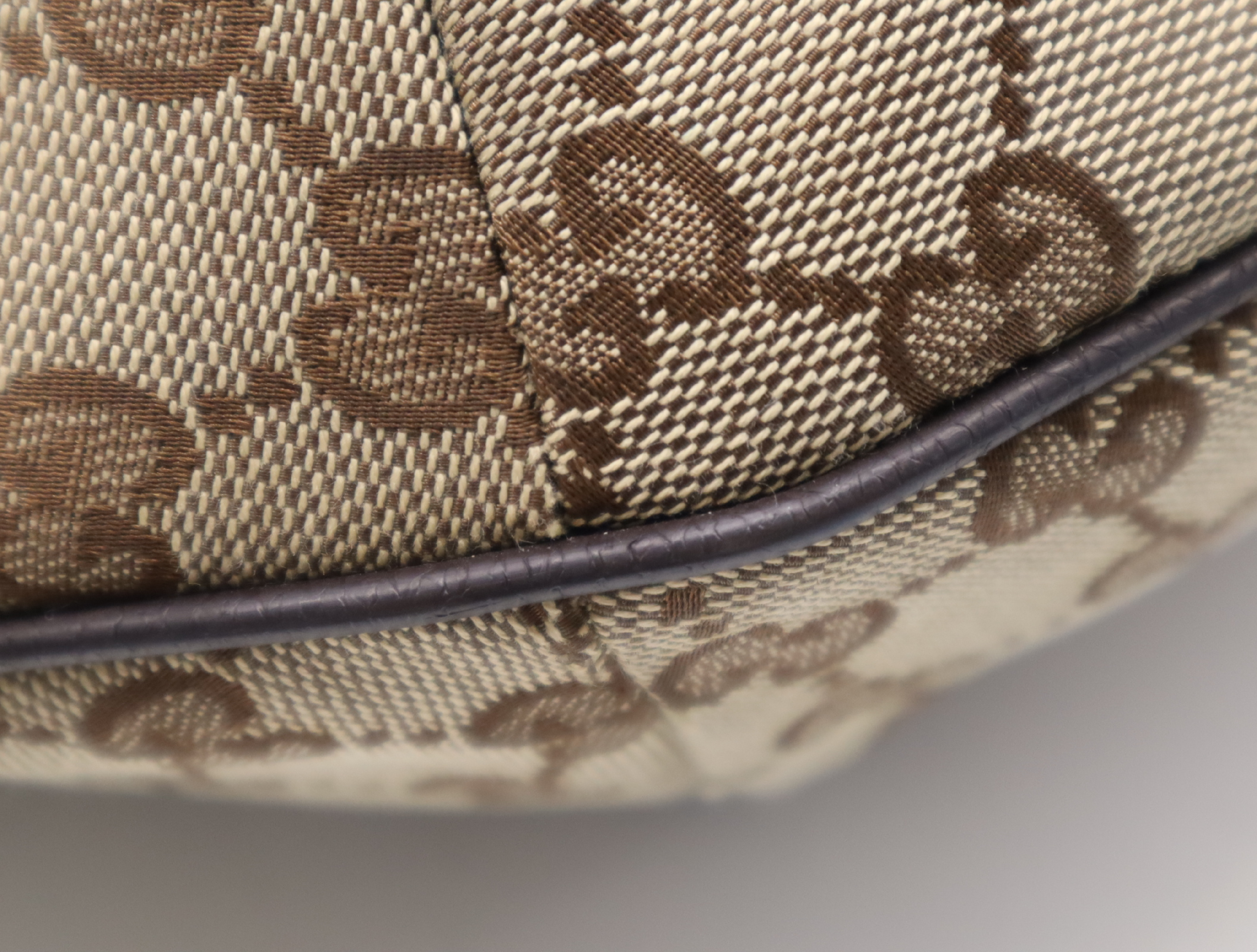 189752 Canvas x Leather GG Canvas Tote Bag Brown Silver Hardware Tote Bag — view 6