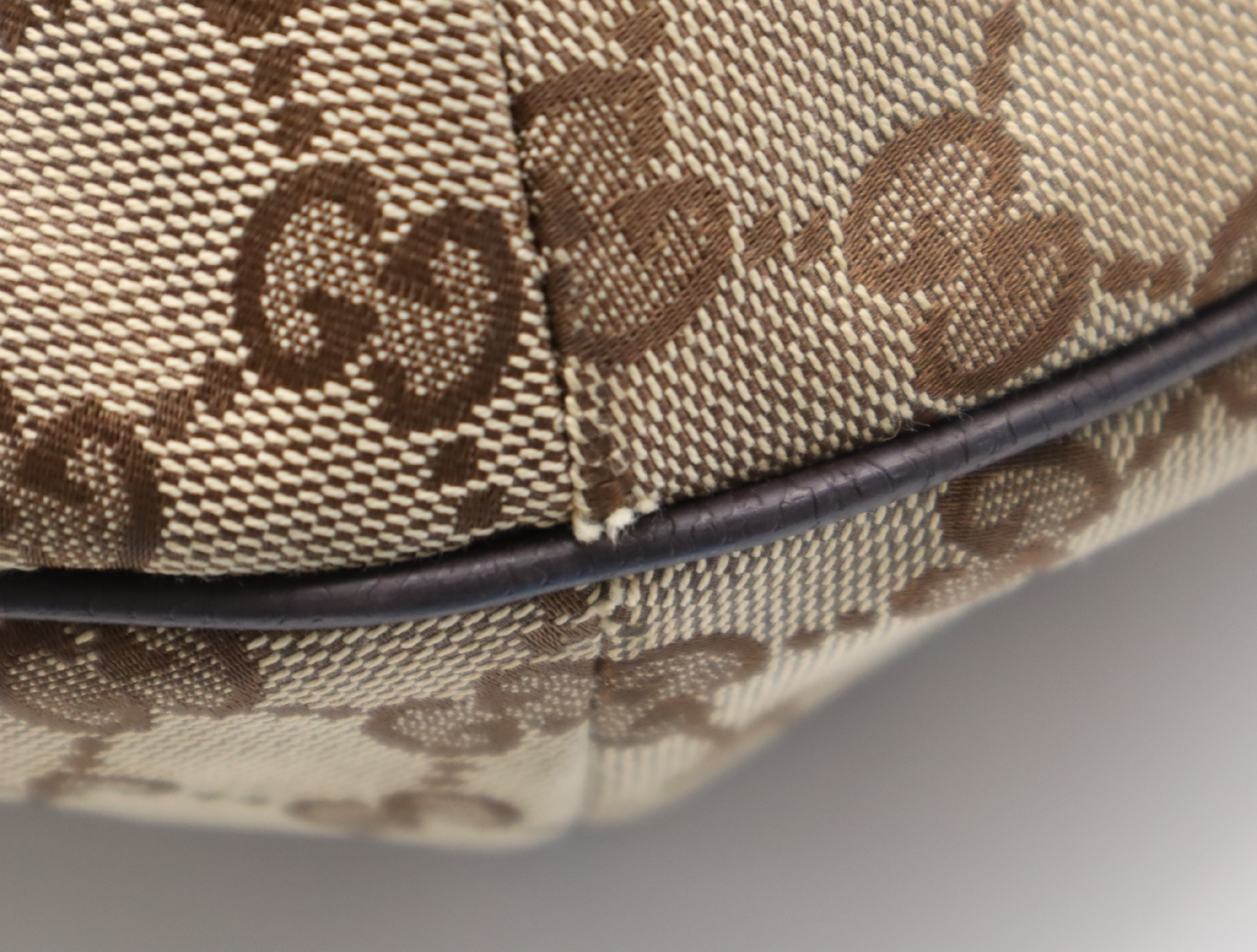 189752 Canvas x Leather GG Canvas Tote Bag Brown Silver Hardware Tote Bag — view 7