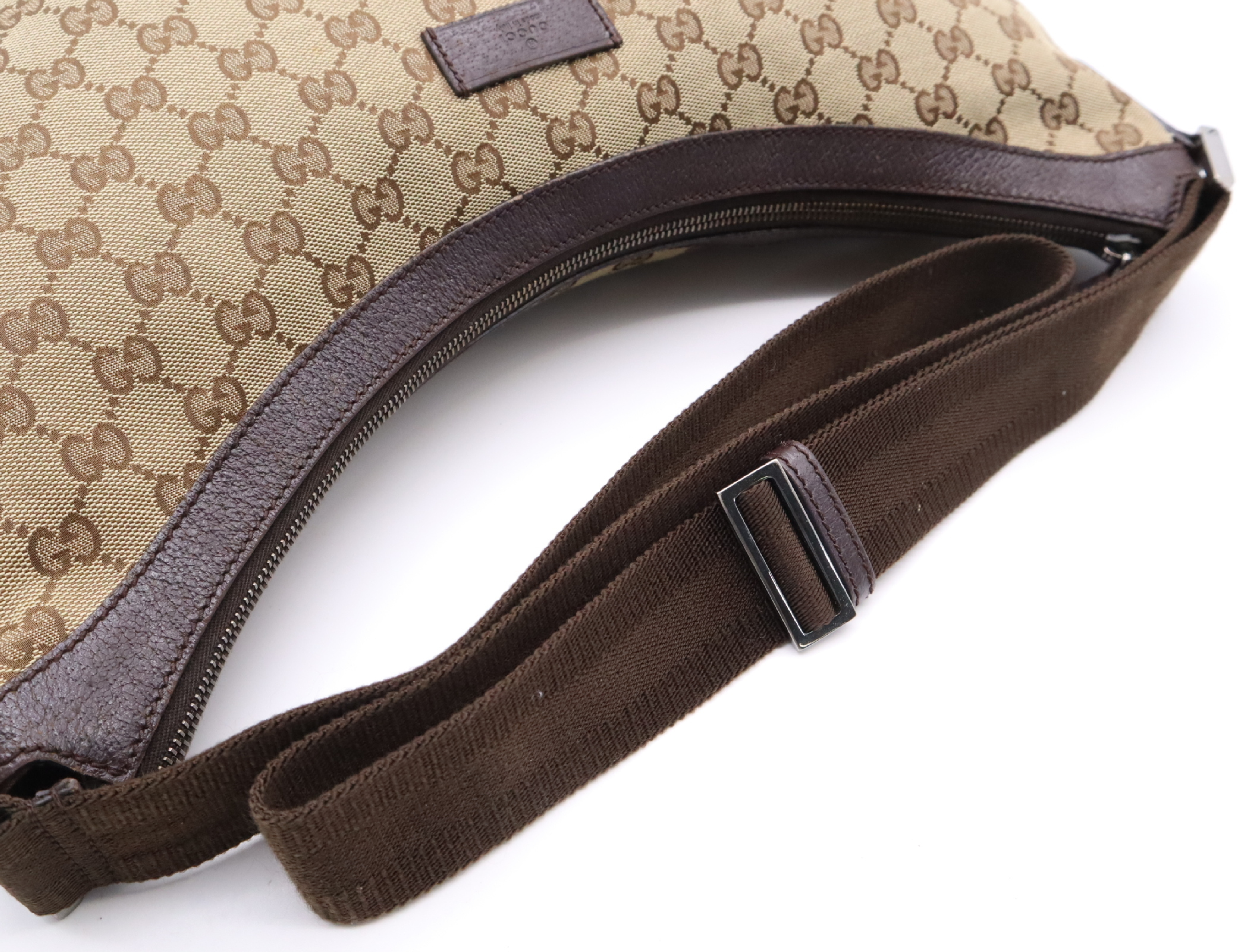 189752 Canvas x Leather GG Canvas Tote Bag Brown Silver Hardware Tote Bag — view 10