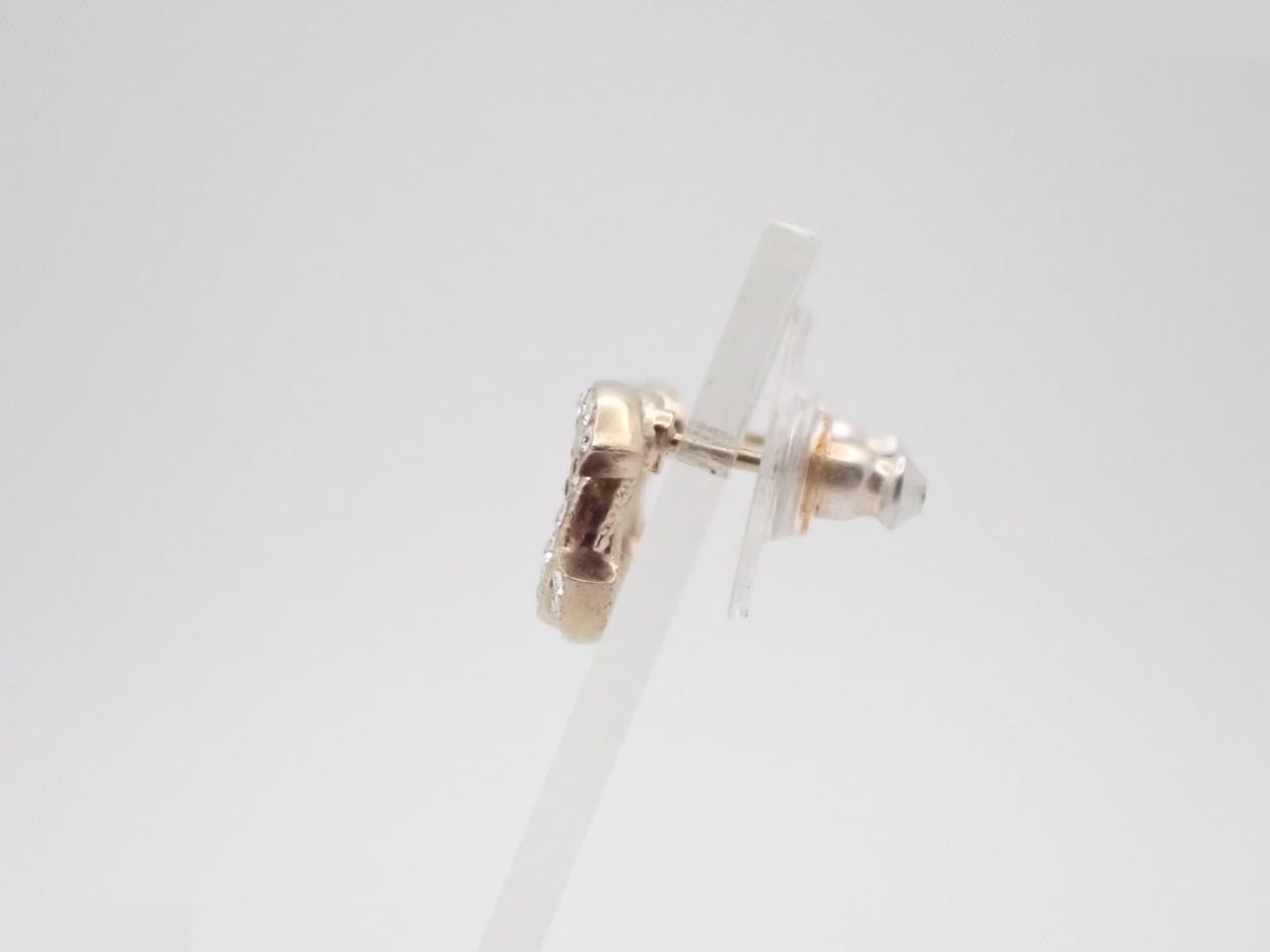 earrings, C21V, Coco Mark design, rhinestones, gold, 1.3cm wide. — view 3