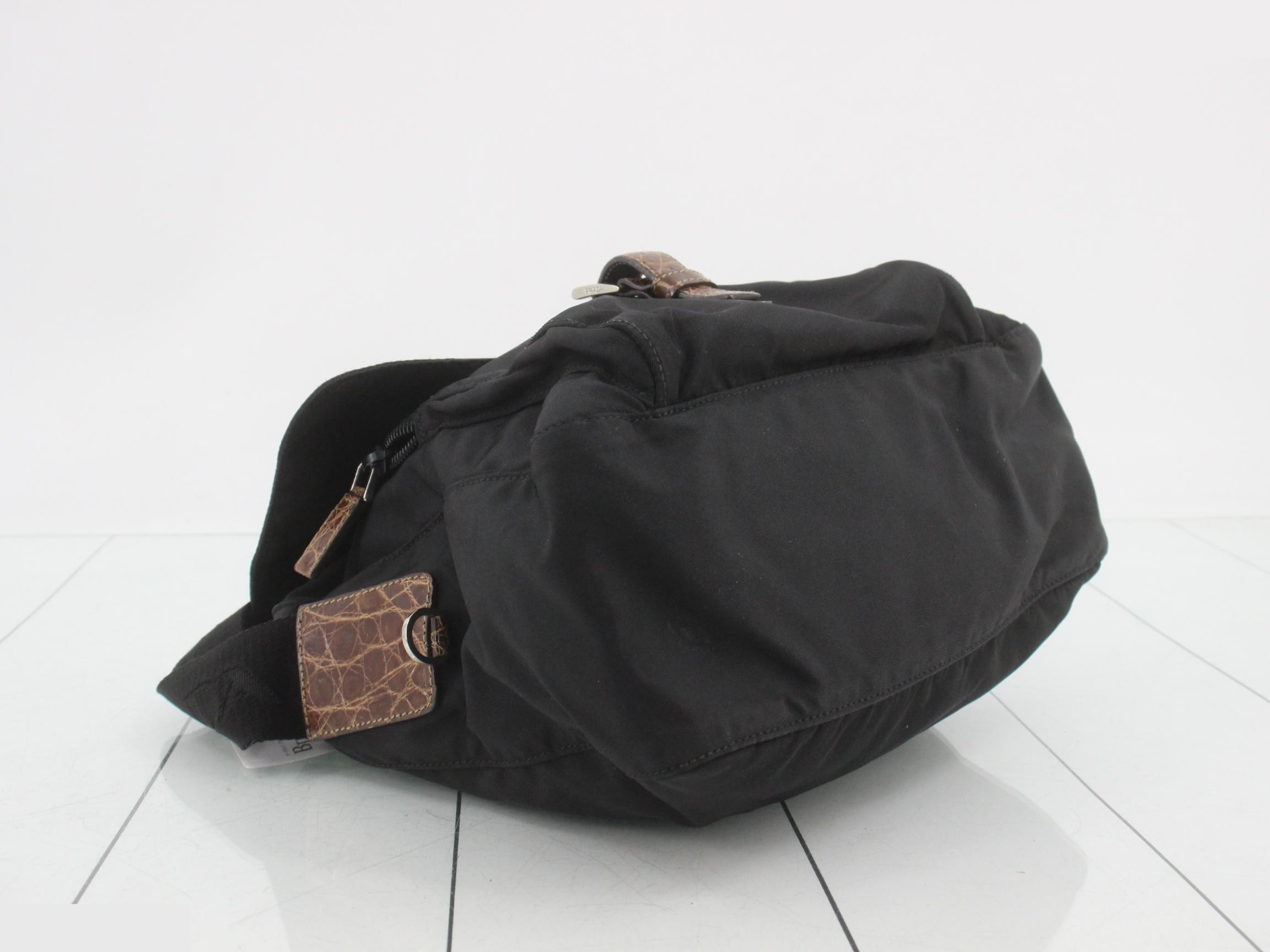 Shoulder bag, nylon, with logo plate — view 5