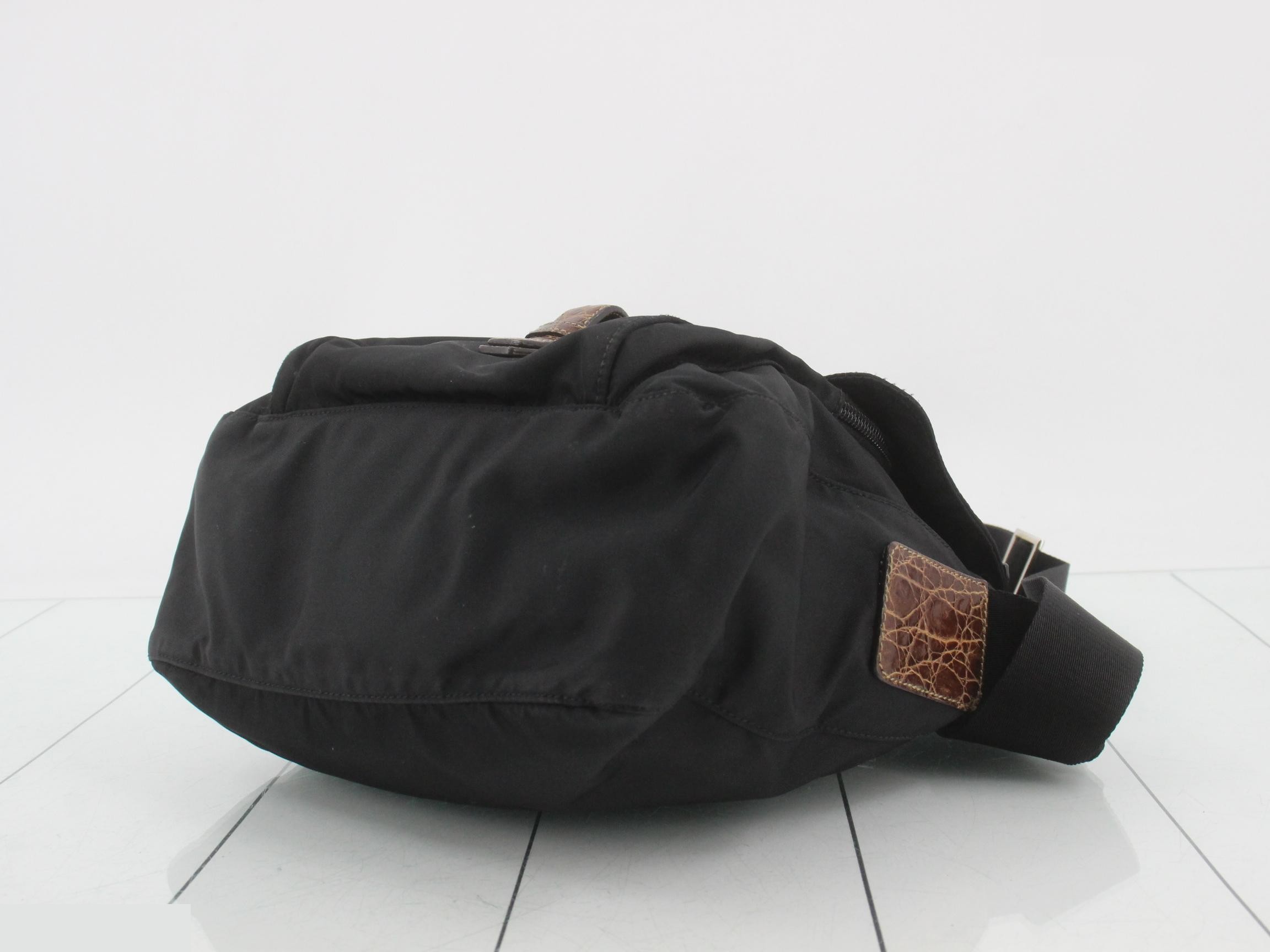 Shoulder bag, nylon, with logo plate — view 6