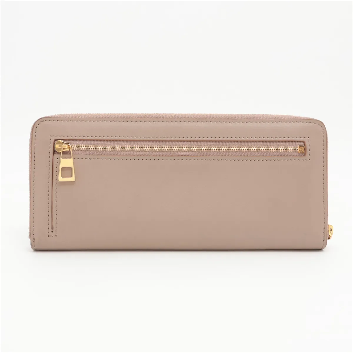 Knot Leather Round Zip Wallet Beige x Blue — view 2