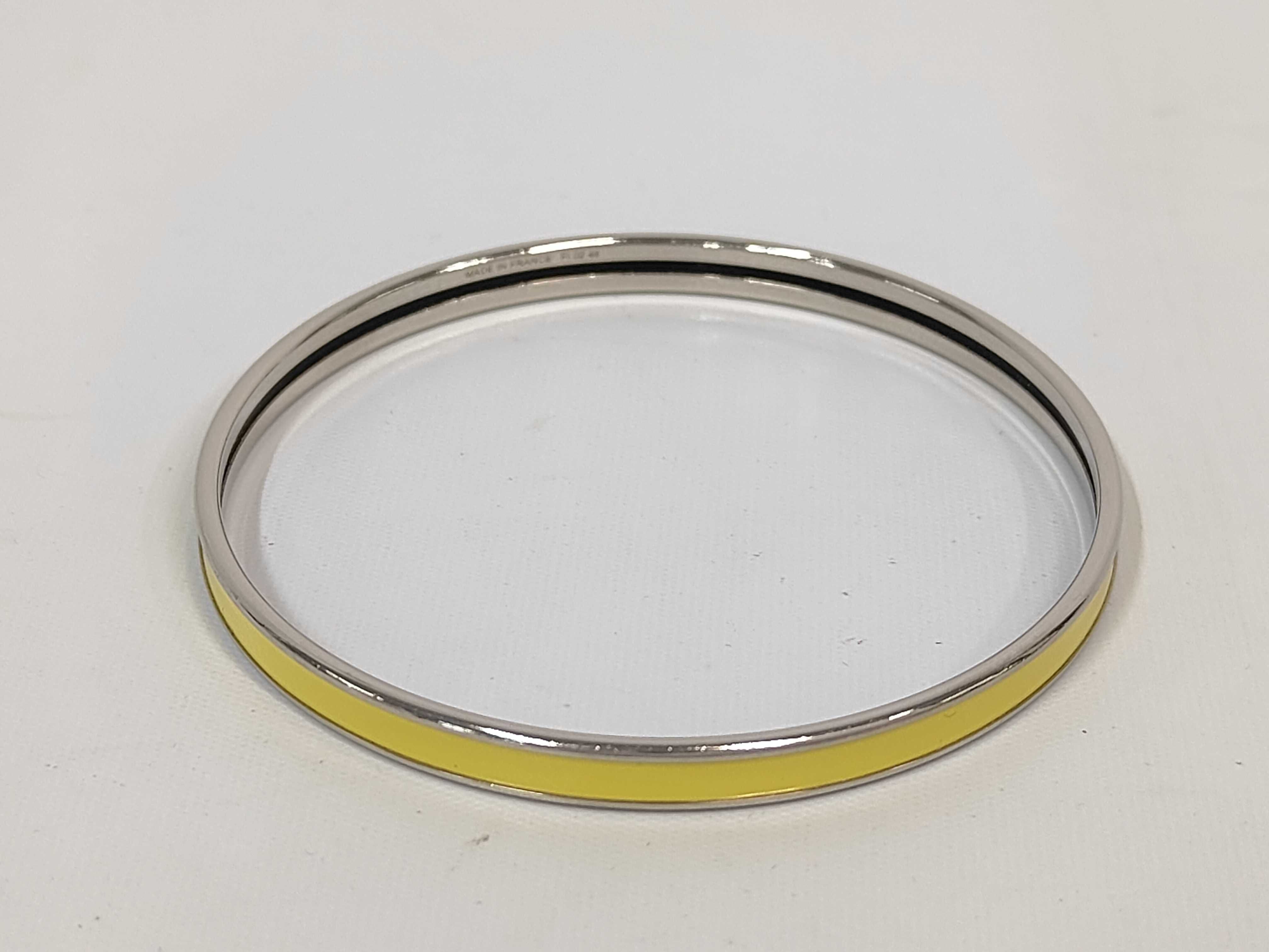 Enamel Bracelet Uni Light Yellow x Silver Hardware Hermes Bracelet/Bangle — view 2
