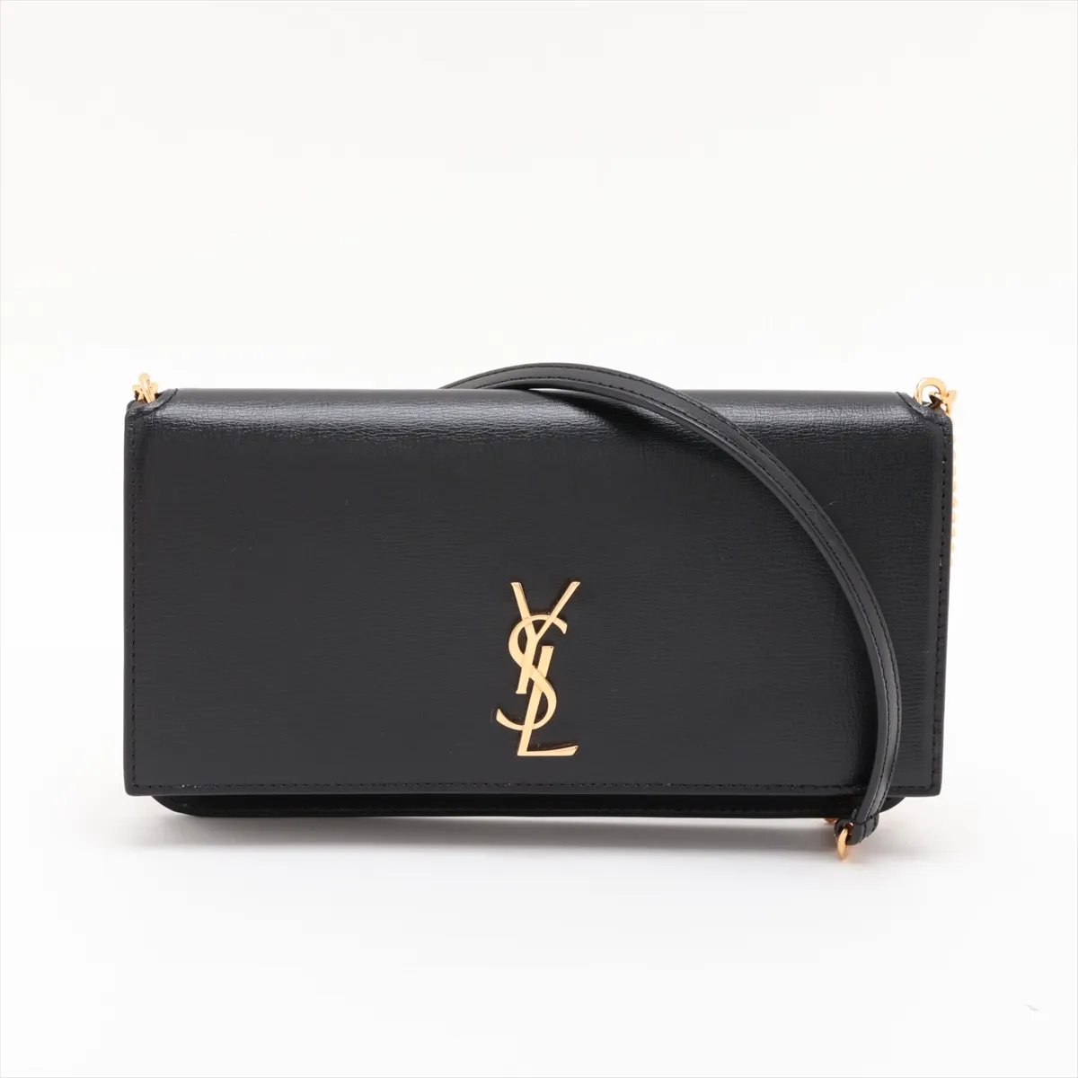 Cassandra Leather Chain Shoulder Bag, Black