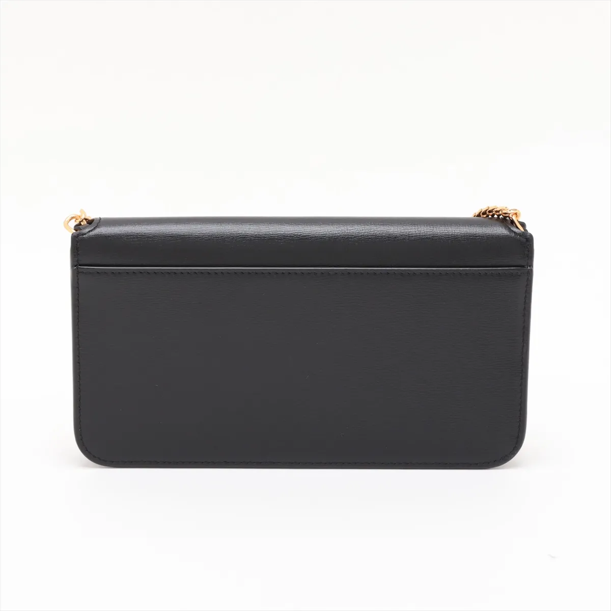 Cassandra Leather Chain Shoulder Bag, Black — view 2