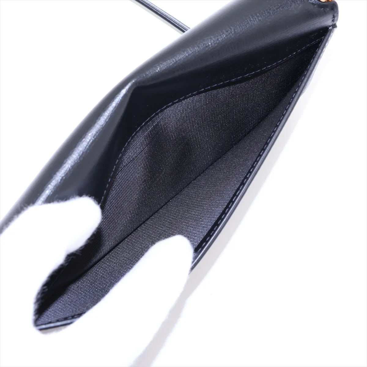 Cassandra Leather Chain Shoulder Bag, Black — view 7