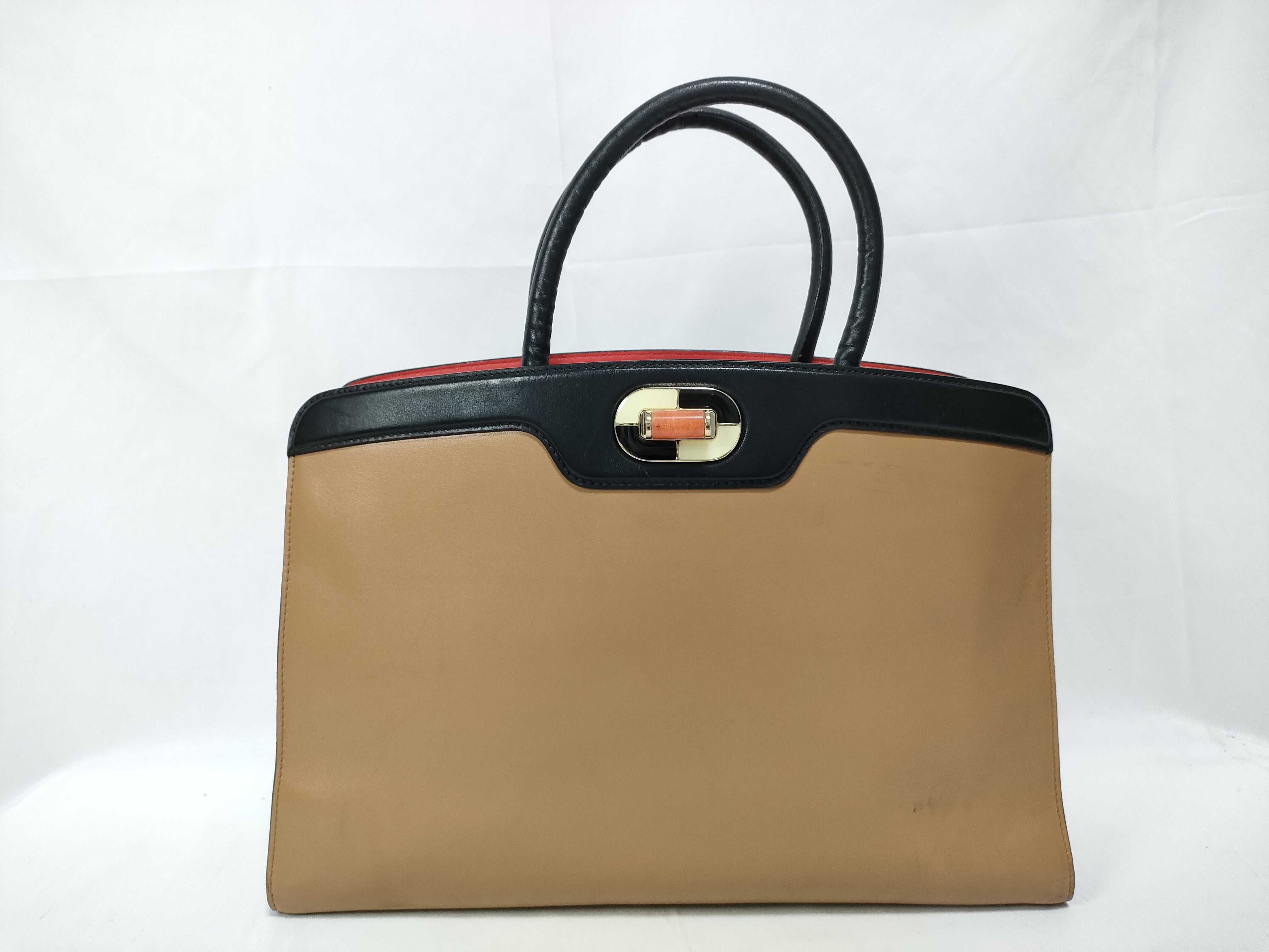 FR- Isabella Rossellini Leather Handbag Beige