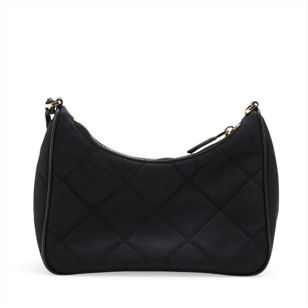 Tessuto Inpunto Nylon x Leather 2-Way Shoulder Bag, Black — view 2