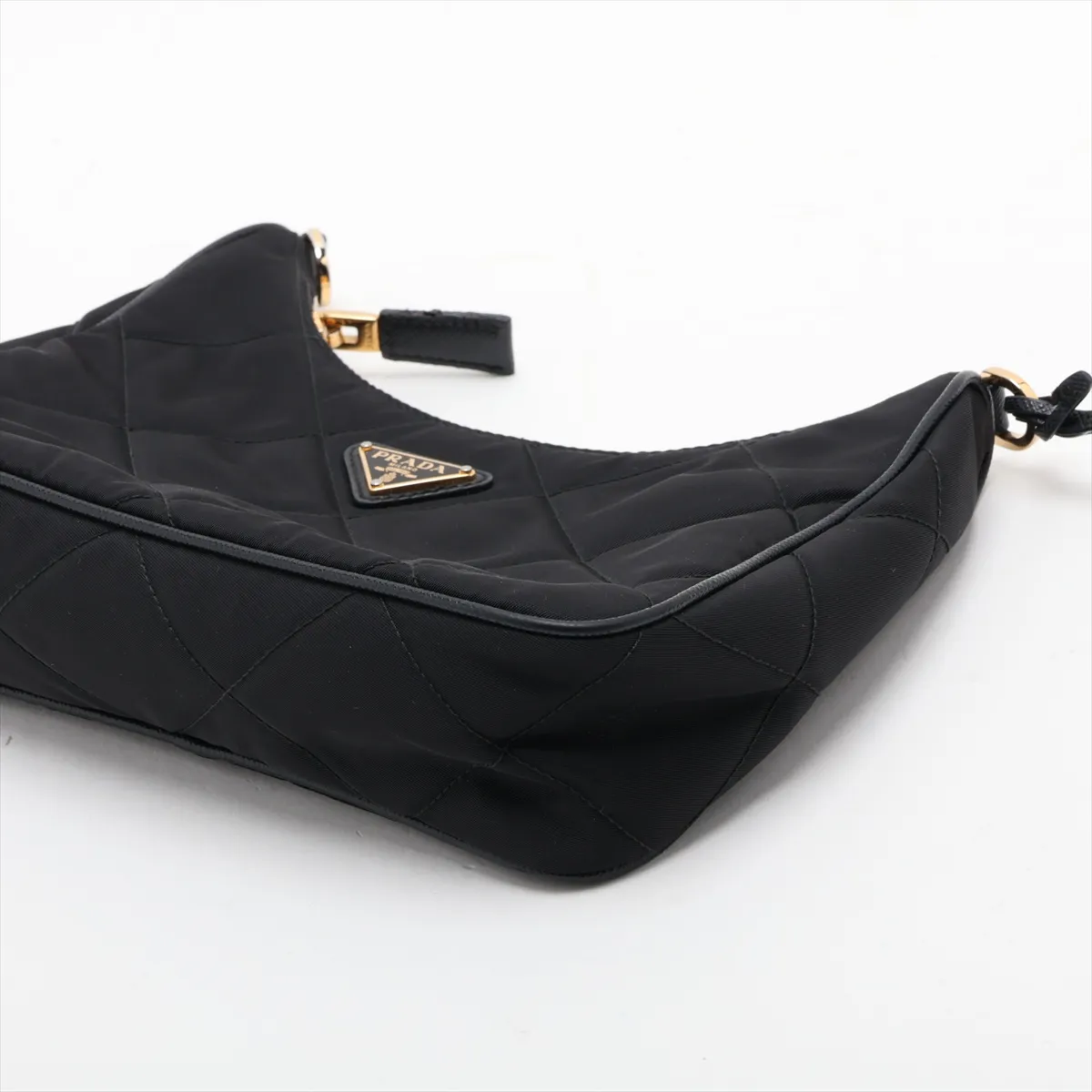 Tessuto Inpunto Nylon x Leather 2-Way Shoulder Bag, Black — view 3