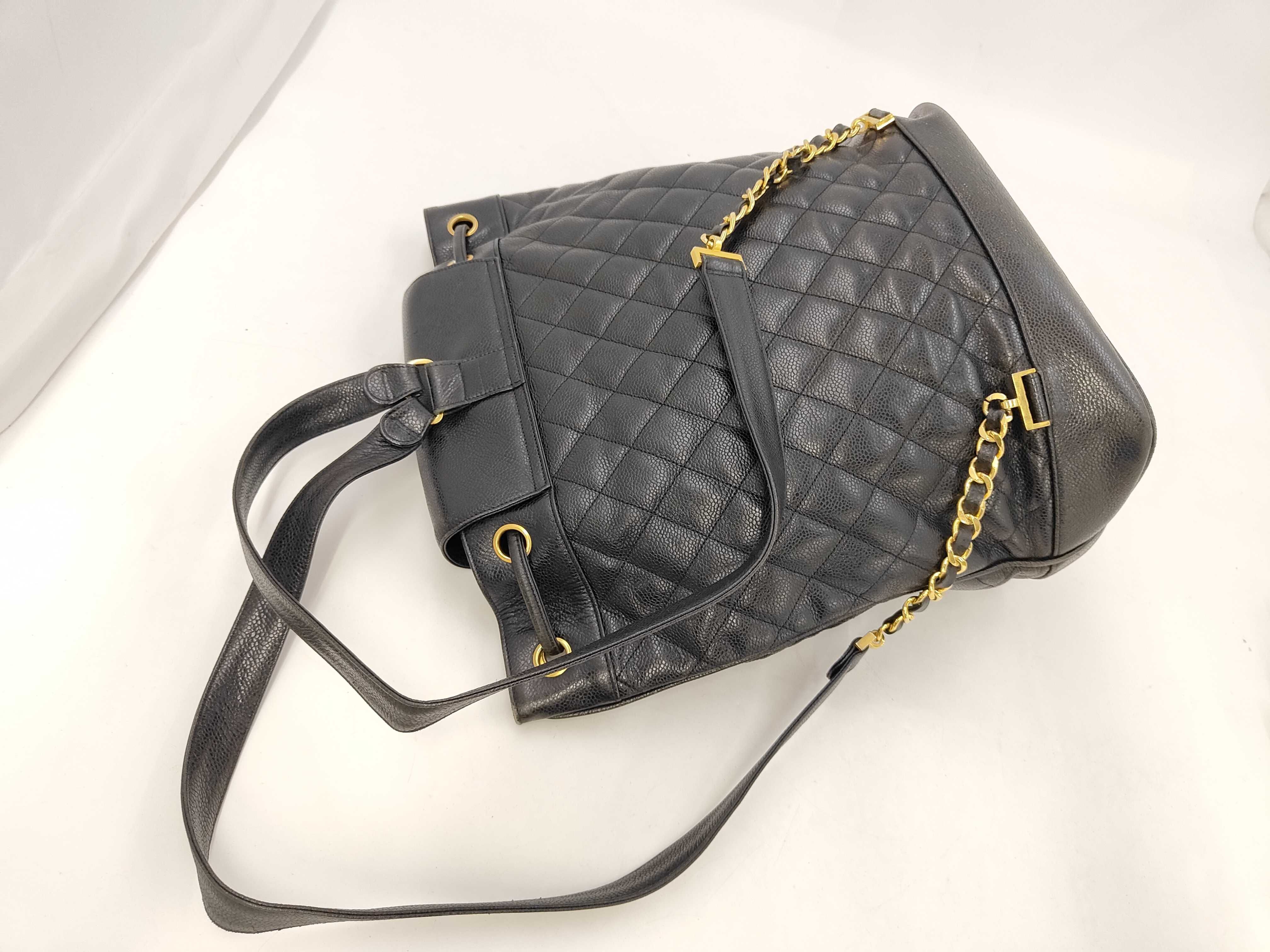 backpack, grained calfskin, black and gold, Matelassé style. — view 5