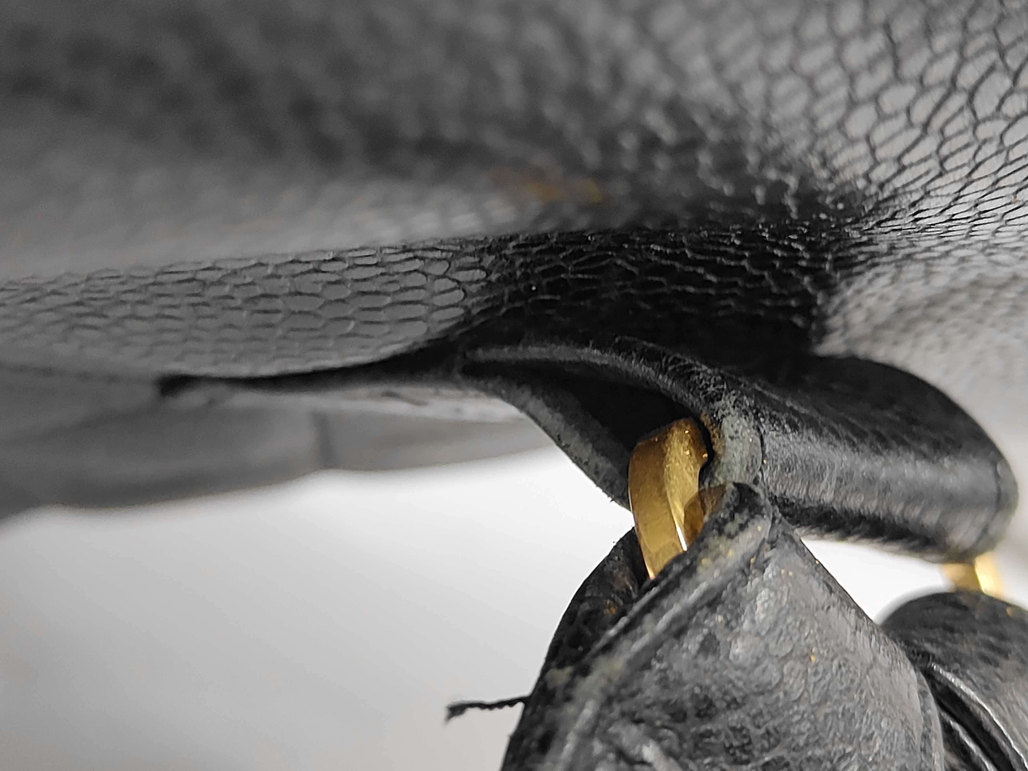 backpack, grained calfskin, black and gold, Matelassé style. — view 7