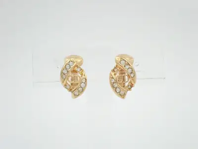 Logo Rhinestone Gold Earrings