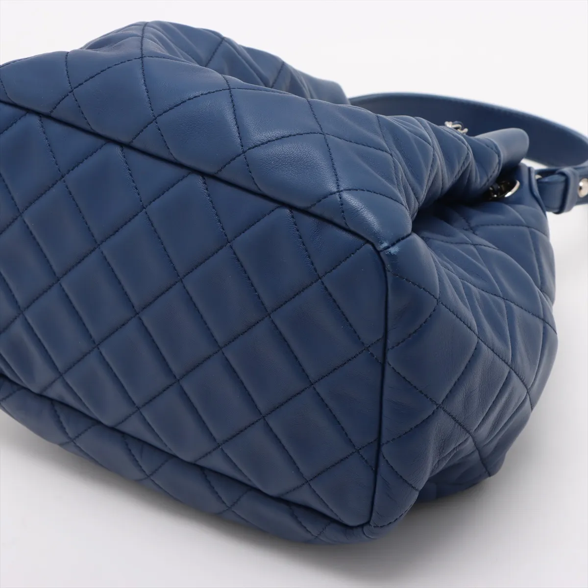 Matelasse Lambskin Chain Shoulder Bag Drawstring Blue Silver Hardware 25125420 25th Series — view 3