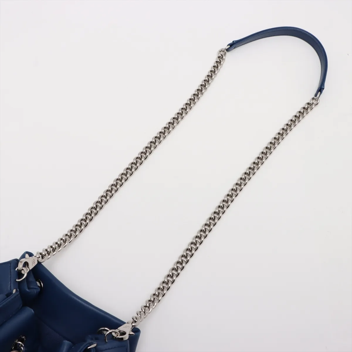 Matelasse Lambskin Chain Shoulder Bag Drawstring Blue Silver Hardware 25125420 25th Series — view 7