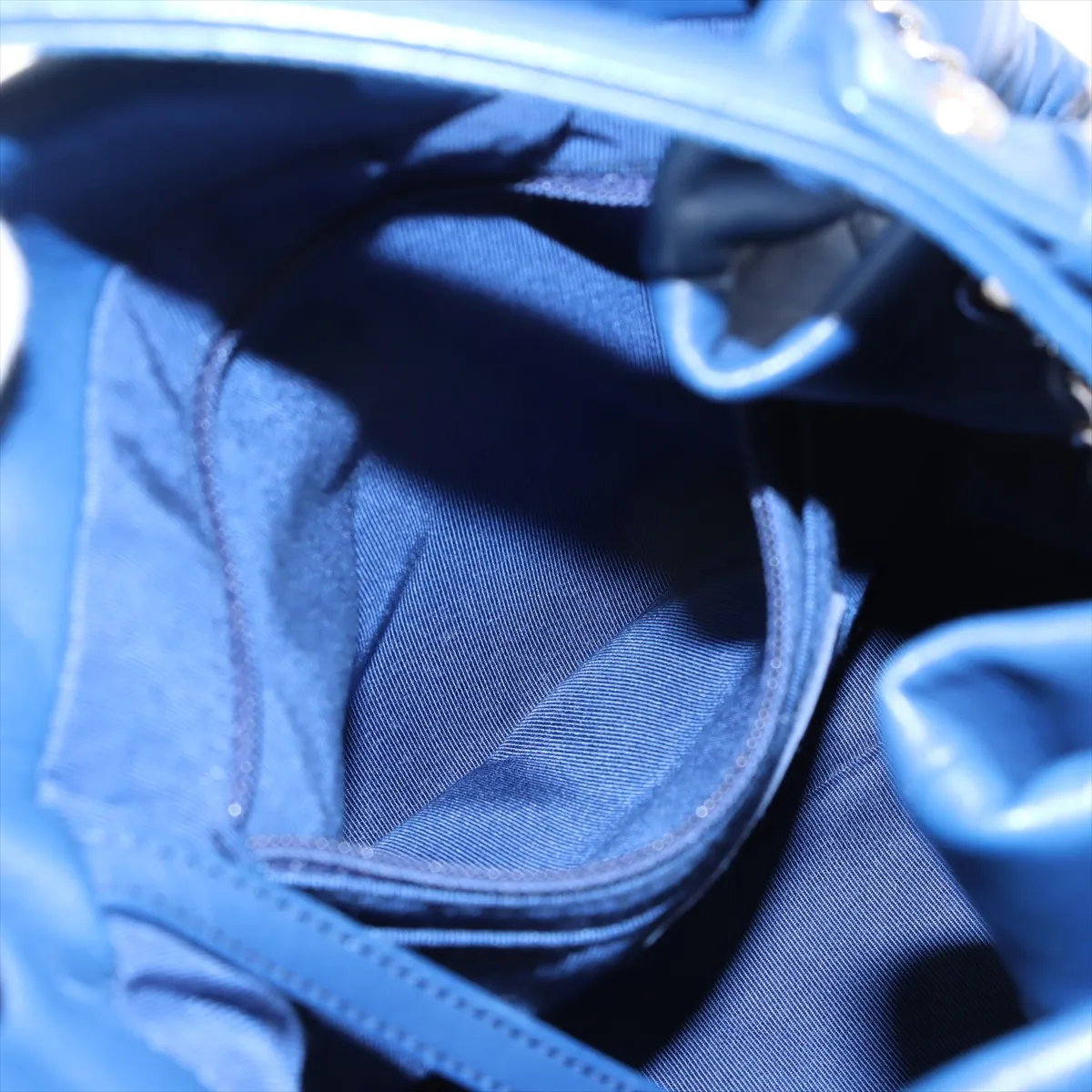 Matelasse Lambskin Chain Shoulder Bag Drawstring Blue Silver Hardware 25125420 25th Series — view 9