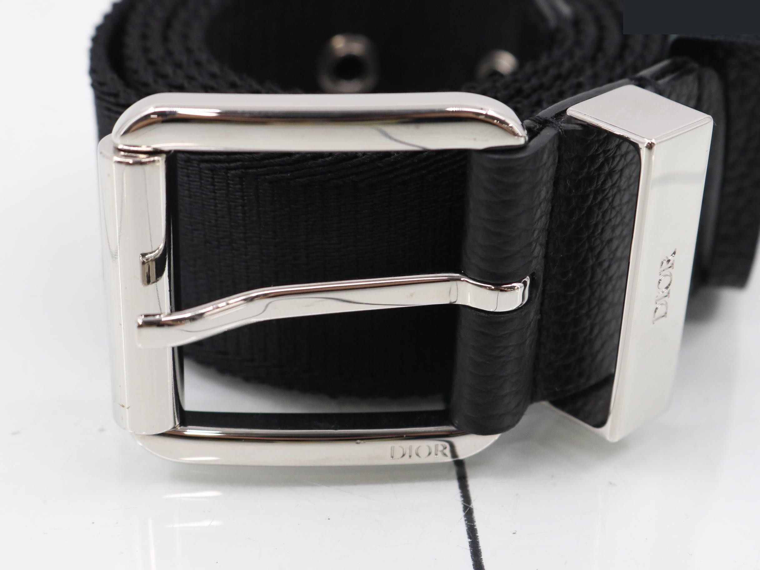 Nylon Canvas Leather Logo Belt — view 3
