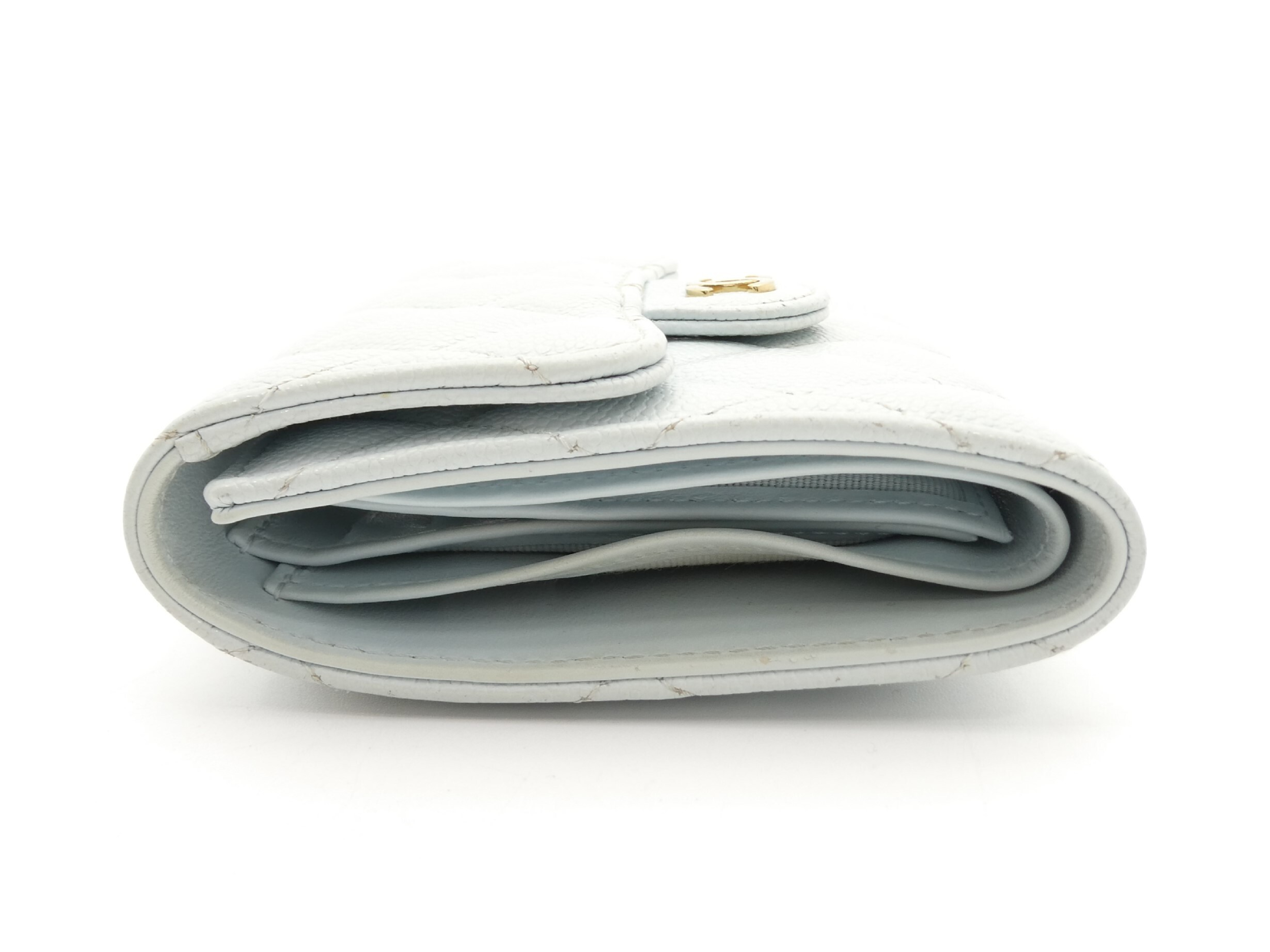 Matelassé Caviar Skin Coco Mark Tri-fold Wallet — view 3