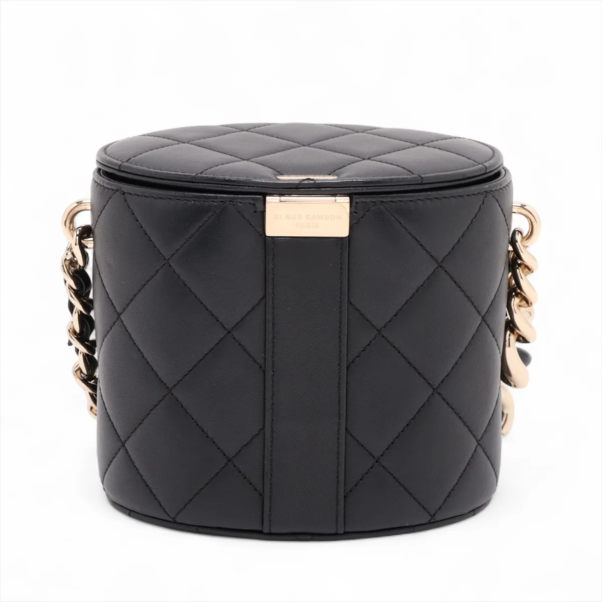 Matelassé Lambskin Chain Shoulder Bag, Black with Gold Hardware, 29238236, Serial Number 29 — view 2