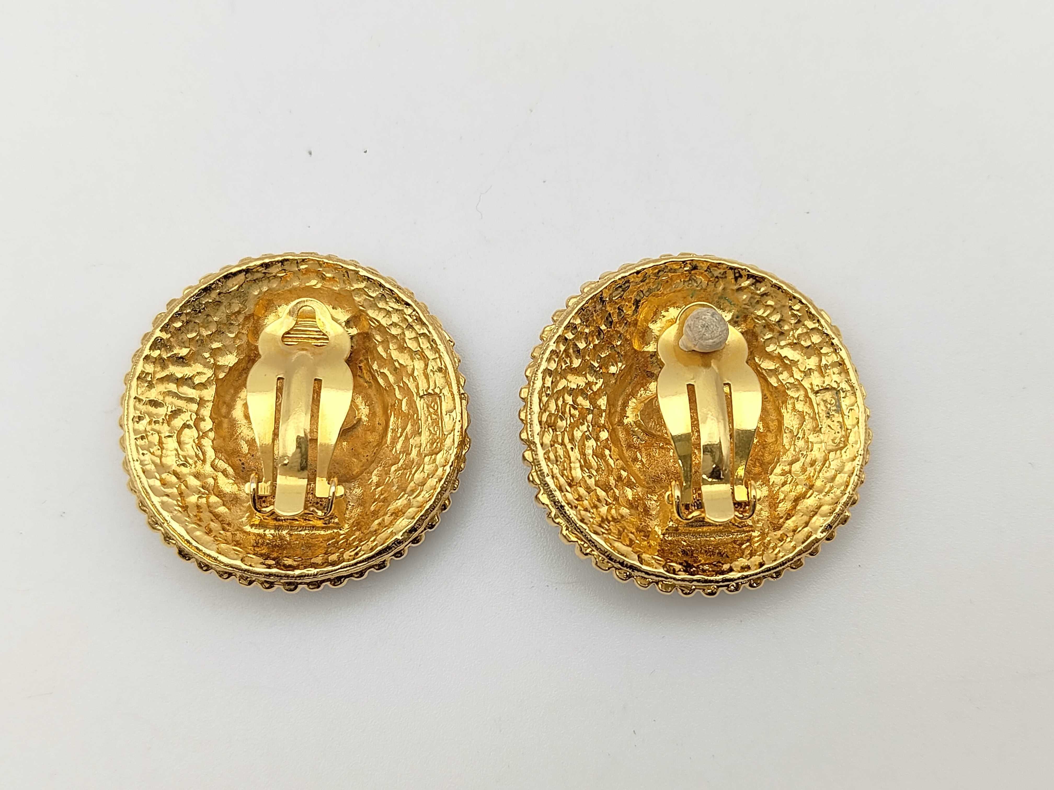 Gold Plated Coco Mark Round Earrings — view 2