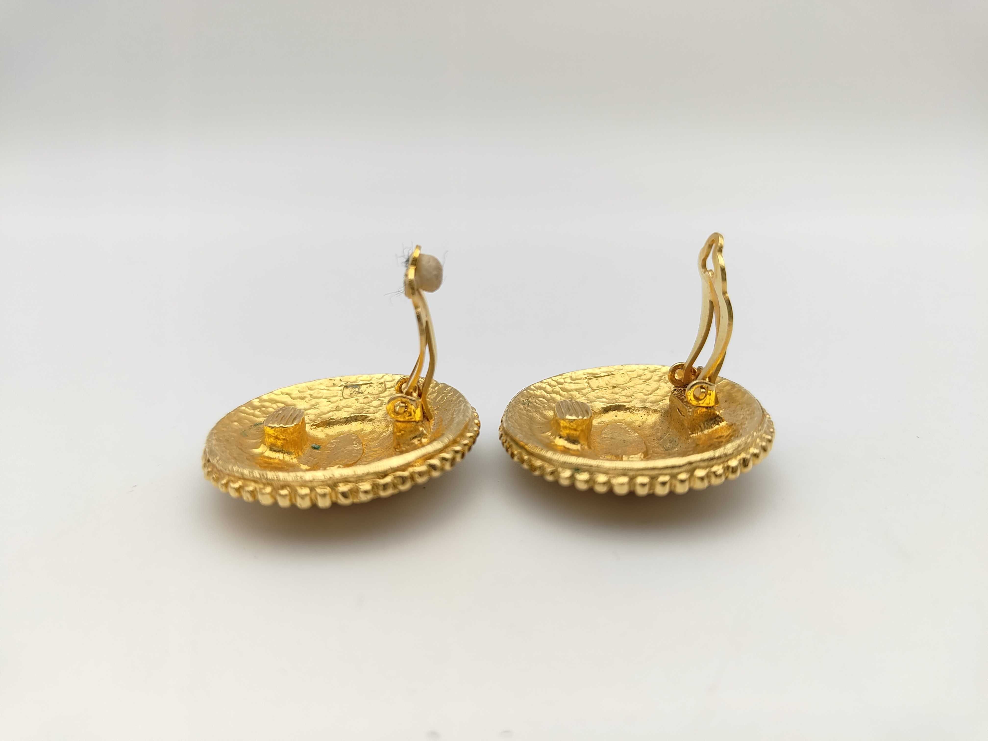Gold Plated Coco Mark Round Earrings — view 3