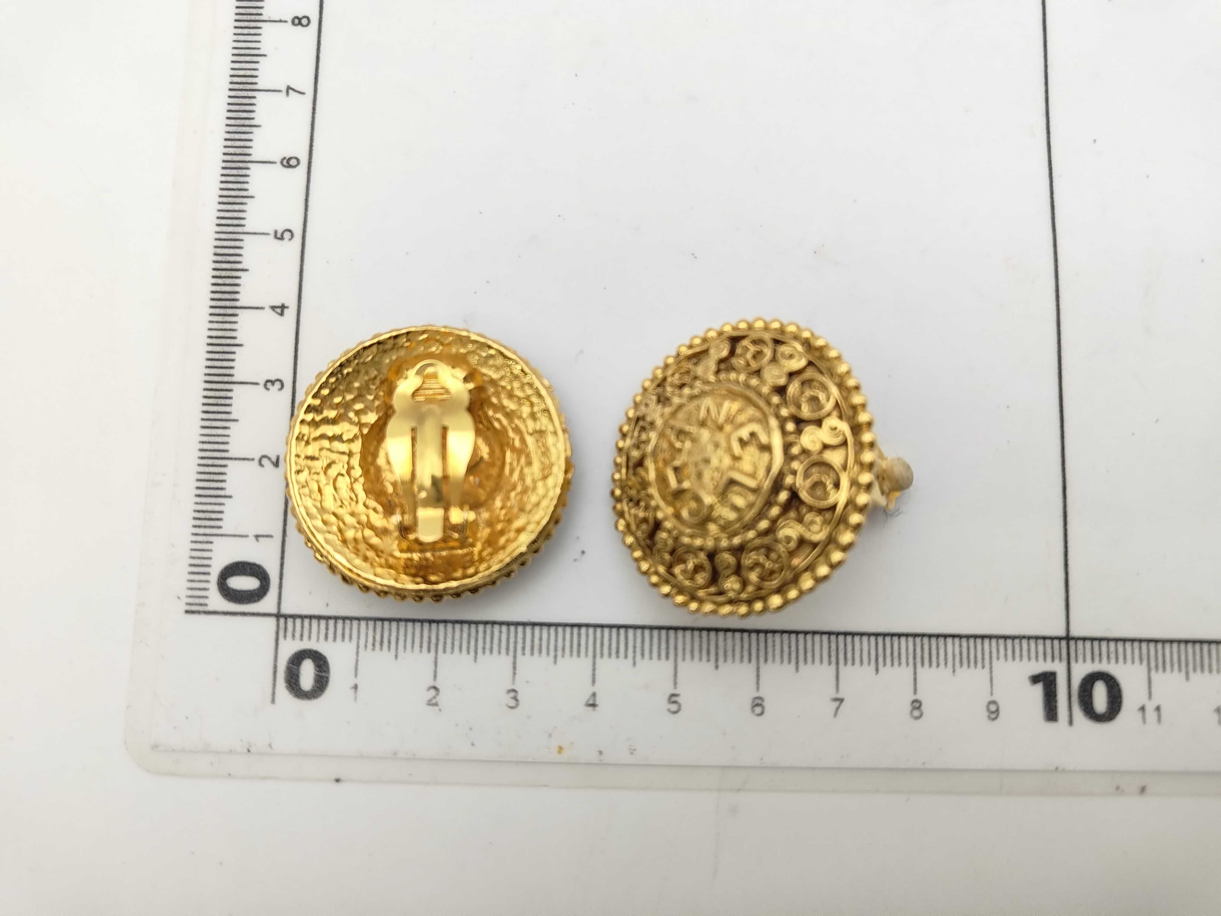 Gold Plated Coco Mark Round Earrings — view 5