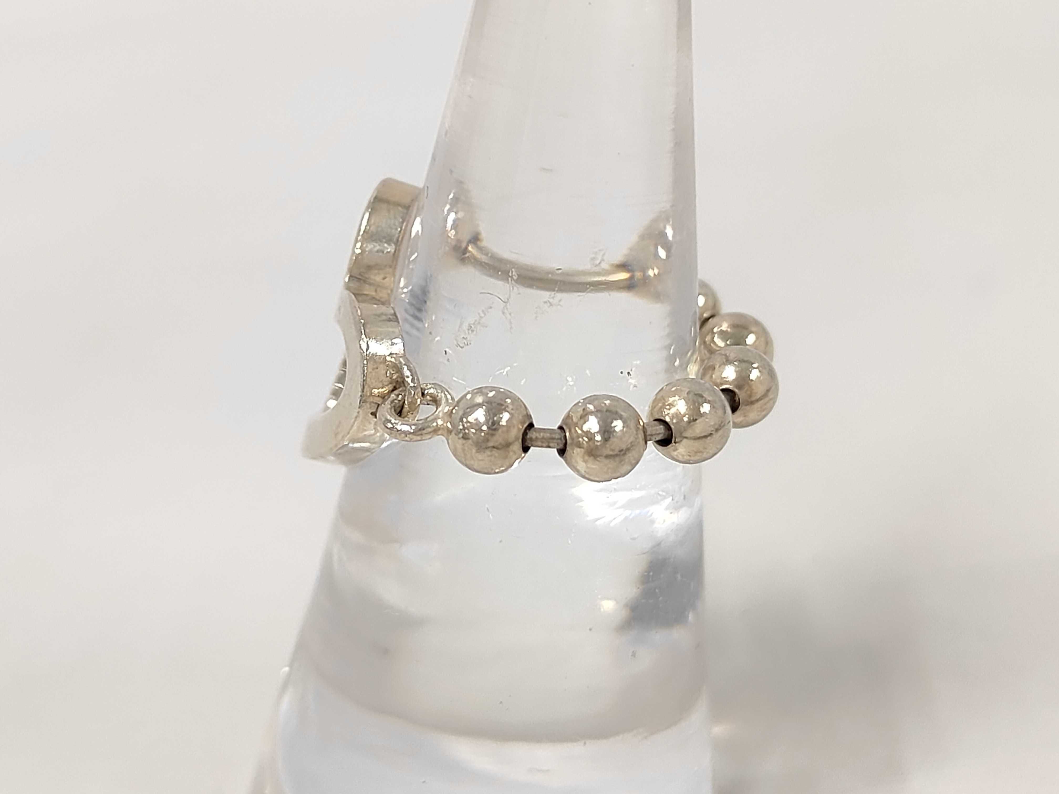 Ball Chain Heart Logo Sterling Silver 925 Ring — view 2