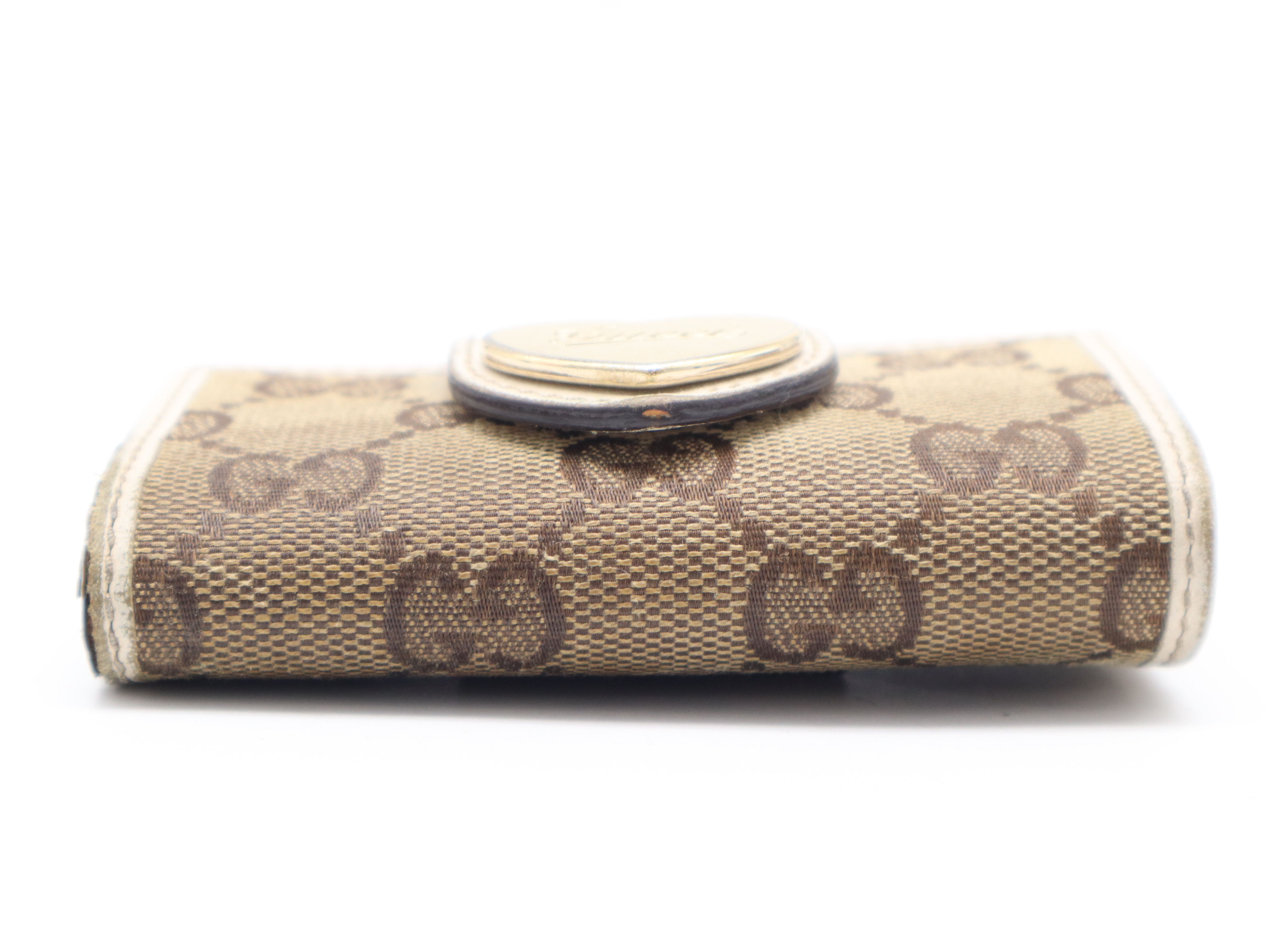 20355 Canvas x Leather GG Canvas Lovely Heart Key Case Beige Gold Hardware with Box Key Case/Keychain — view 4
