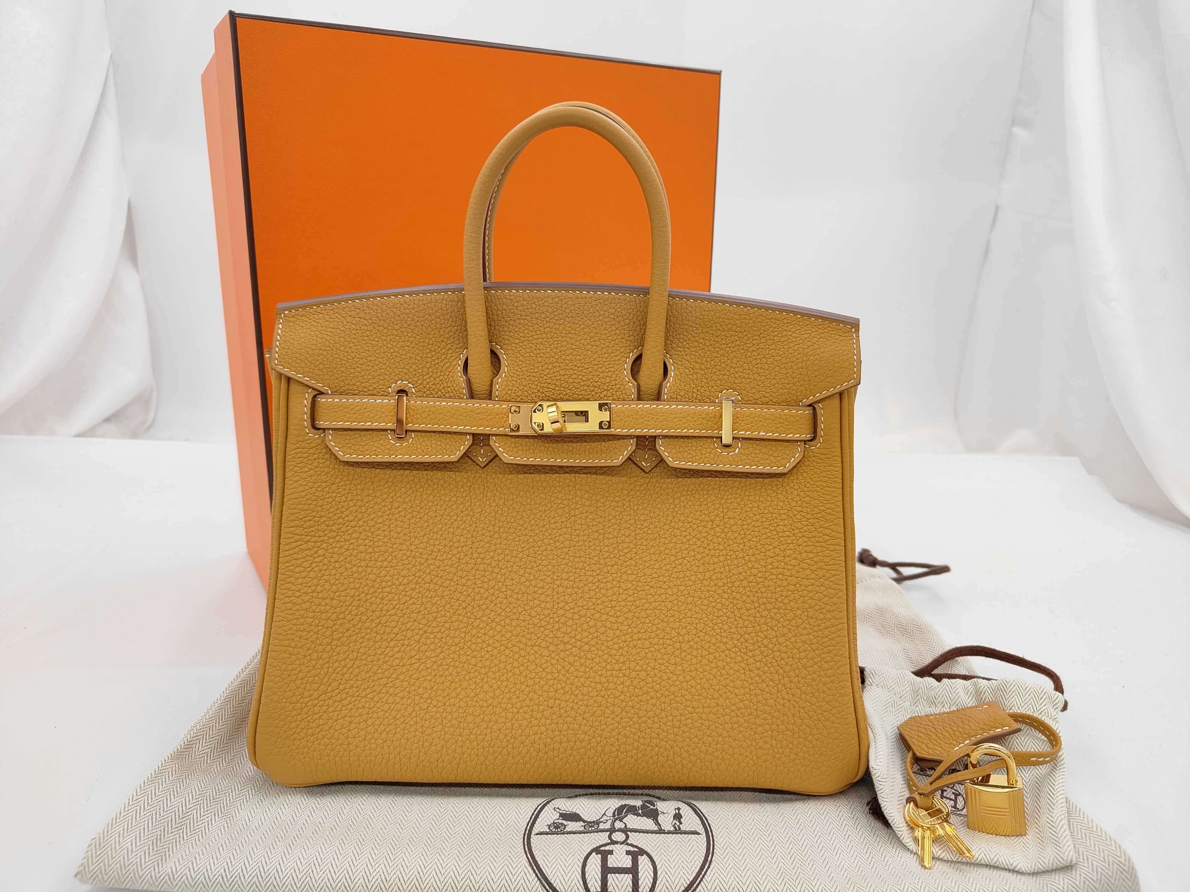 Birkin 25 Natural Sable Togo Leather Handbag with Gold Hardware (K Stamp)