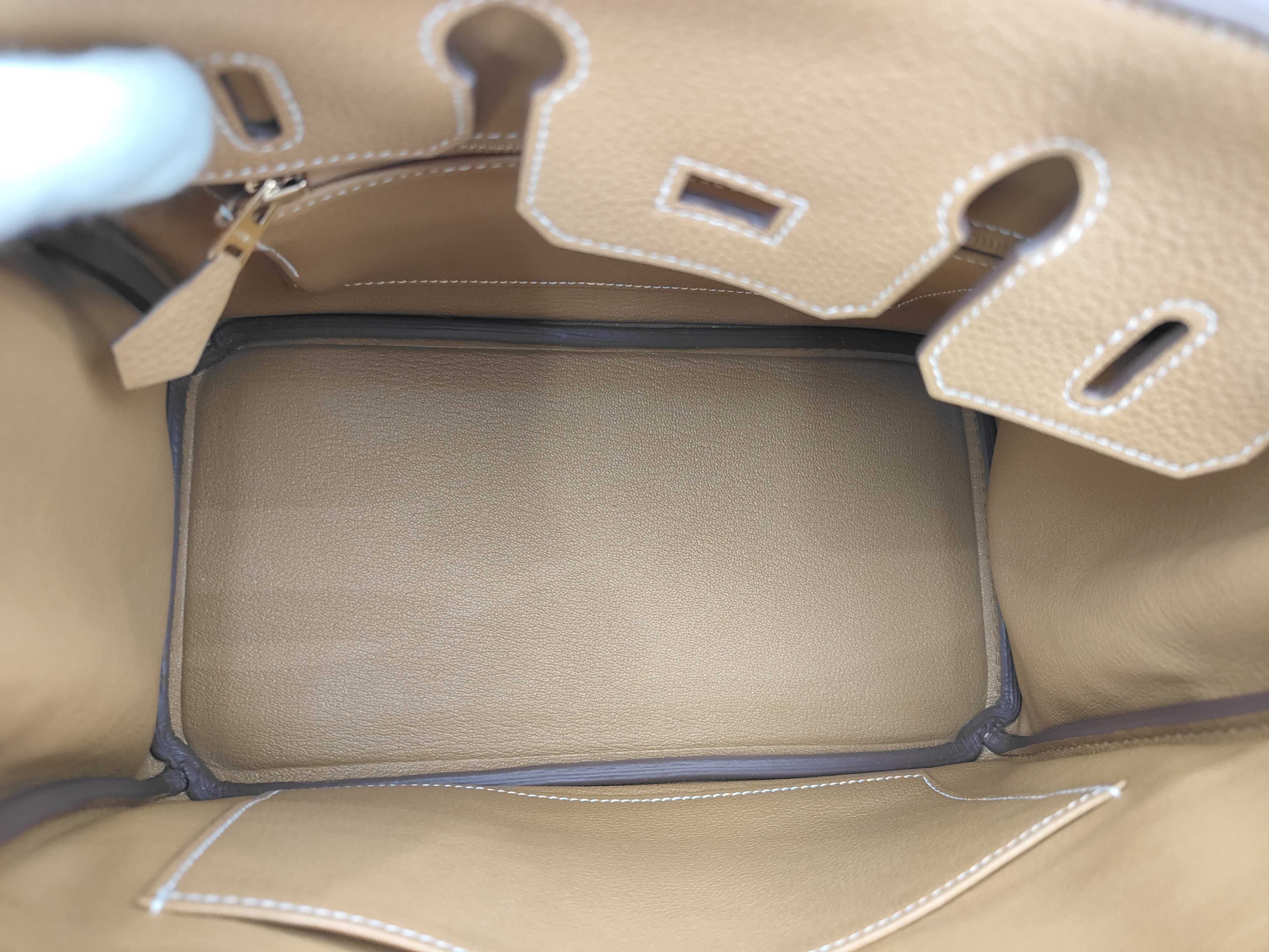 Birkin 25 Natural Sable Togo Leather Handbag with Gold Hardware (K Stamp) — view 9