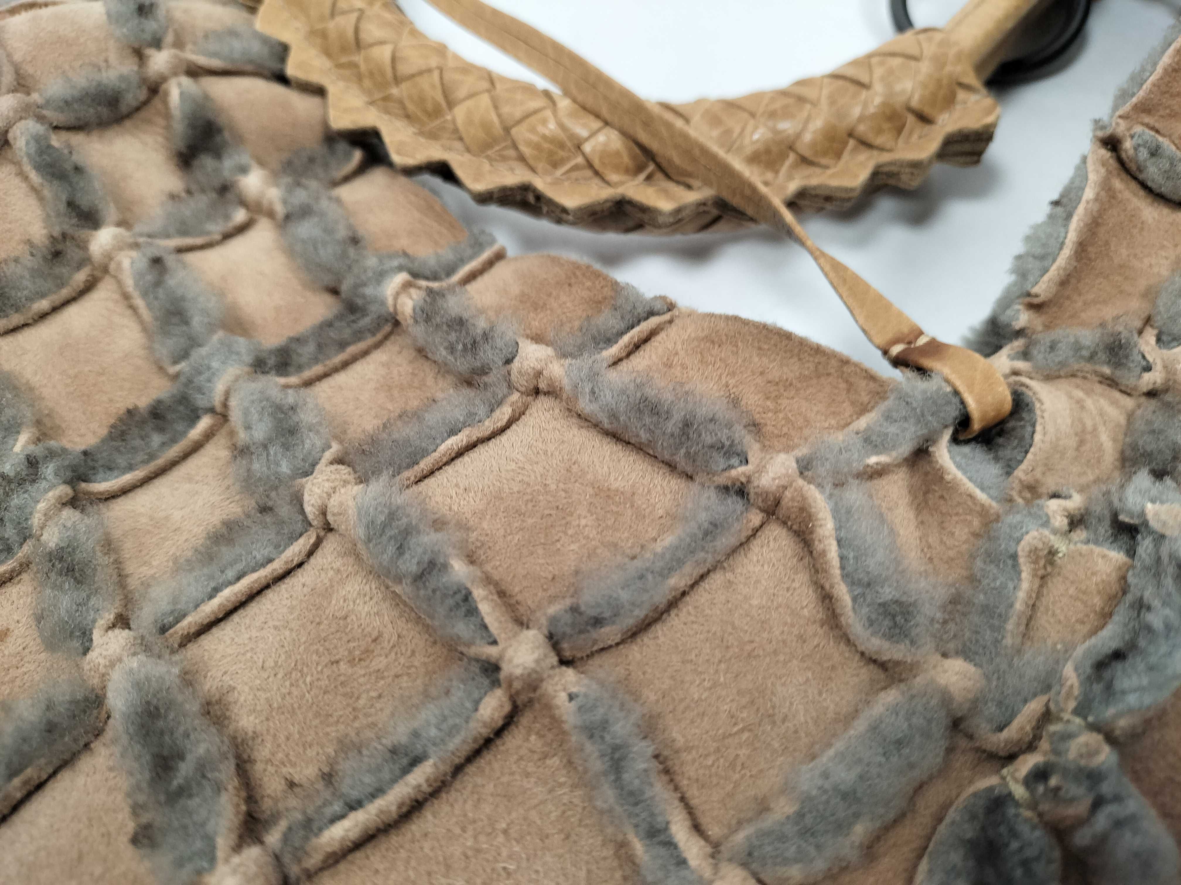 Shearling Semi-Shoulder Bag, Beige Shoulder Bag — view 13