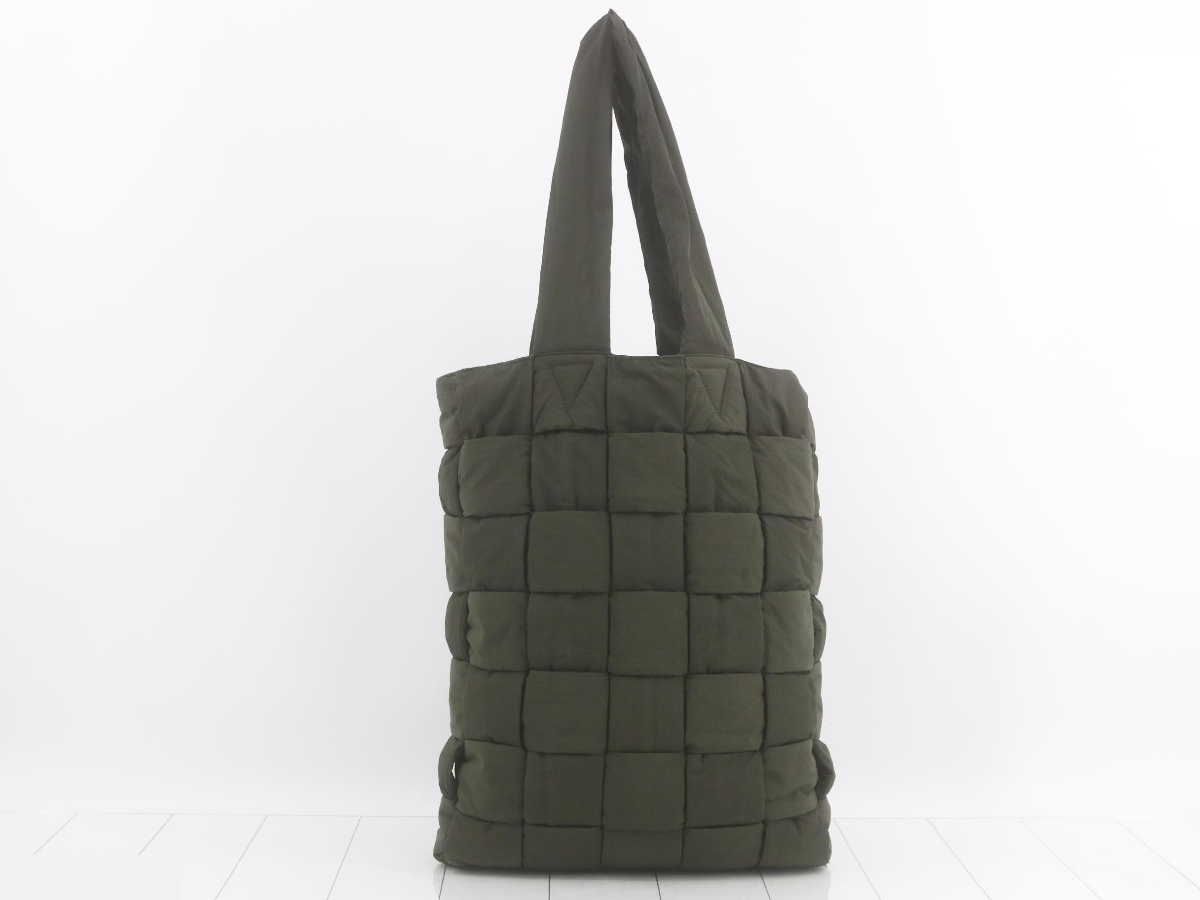 Maxi Intrecciato Nylon Tote Bag, Khaki — view 2