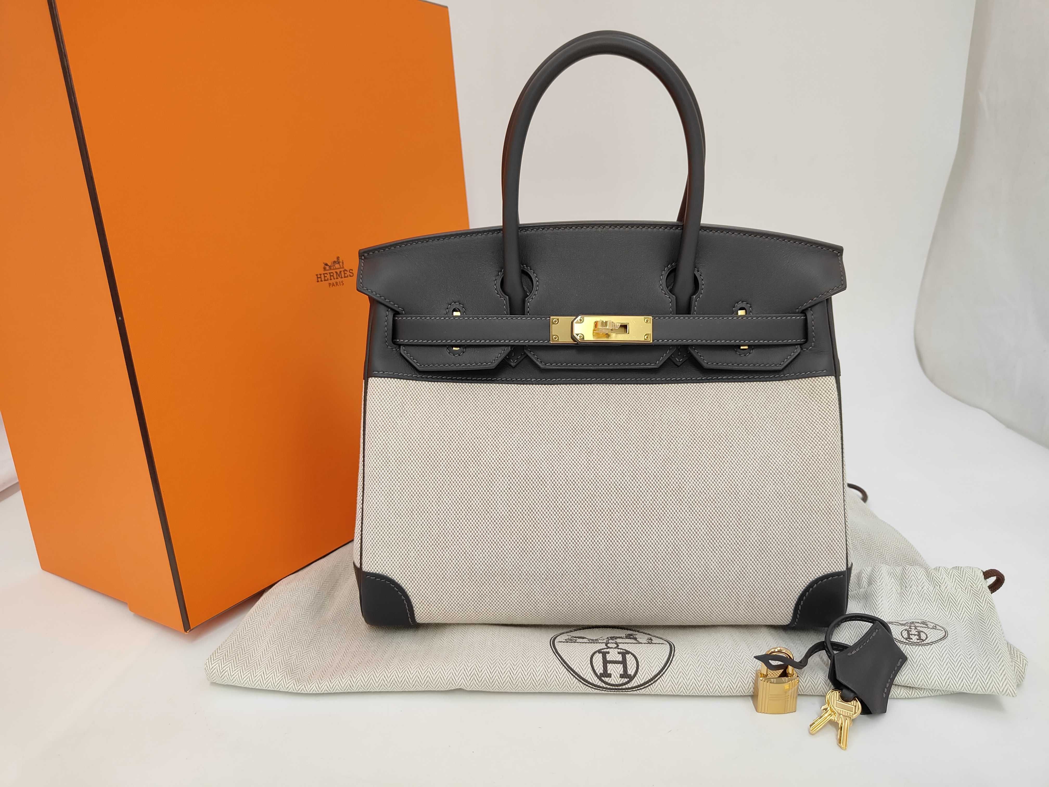 Birkin 30 Bible Run Swift/Toile Gold Hardware K Stamp Handbag